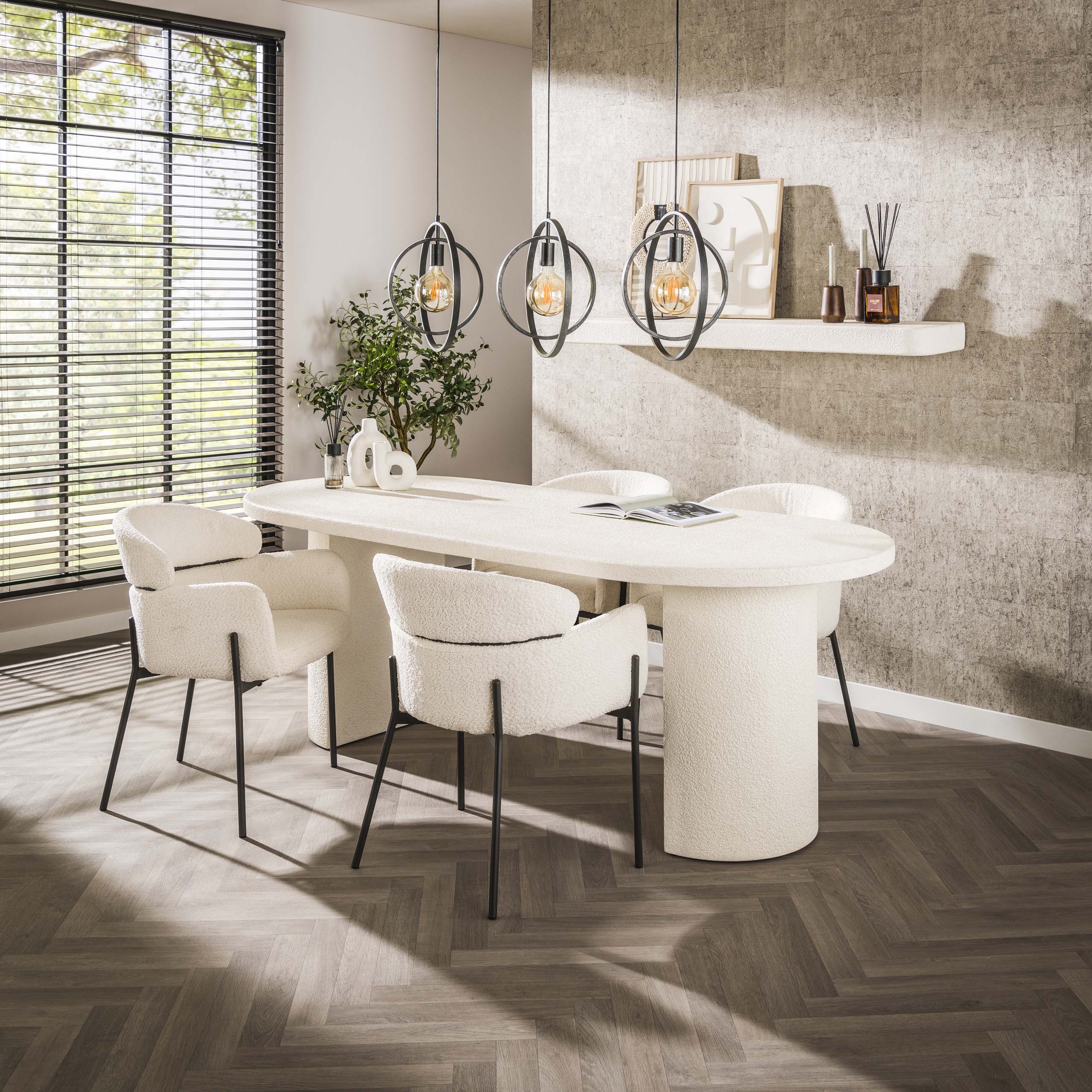 Matsalsbord valvsten 215x90cm / Marmorkomposit