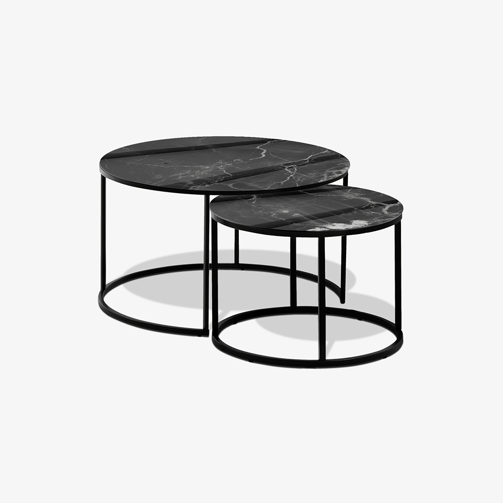 Soffbord Svart - Svart & Vit Marmor