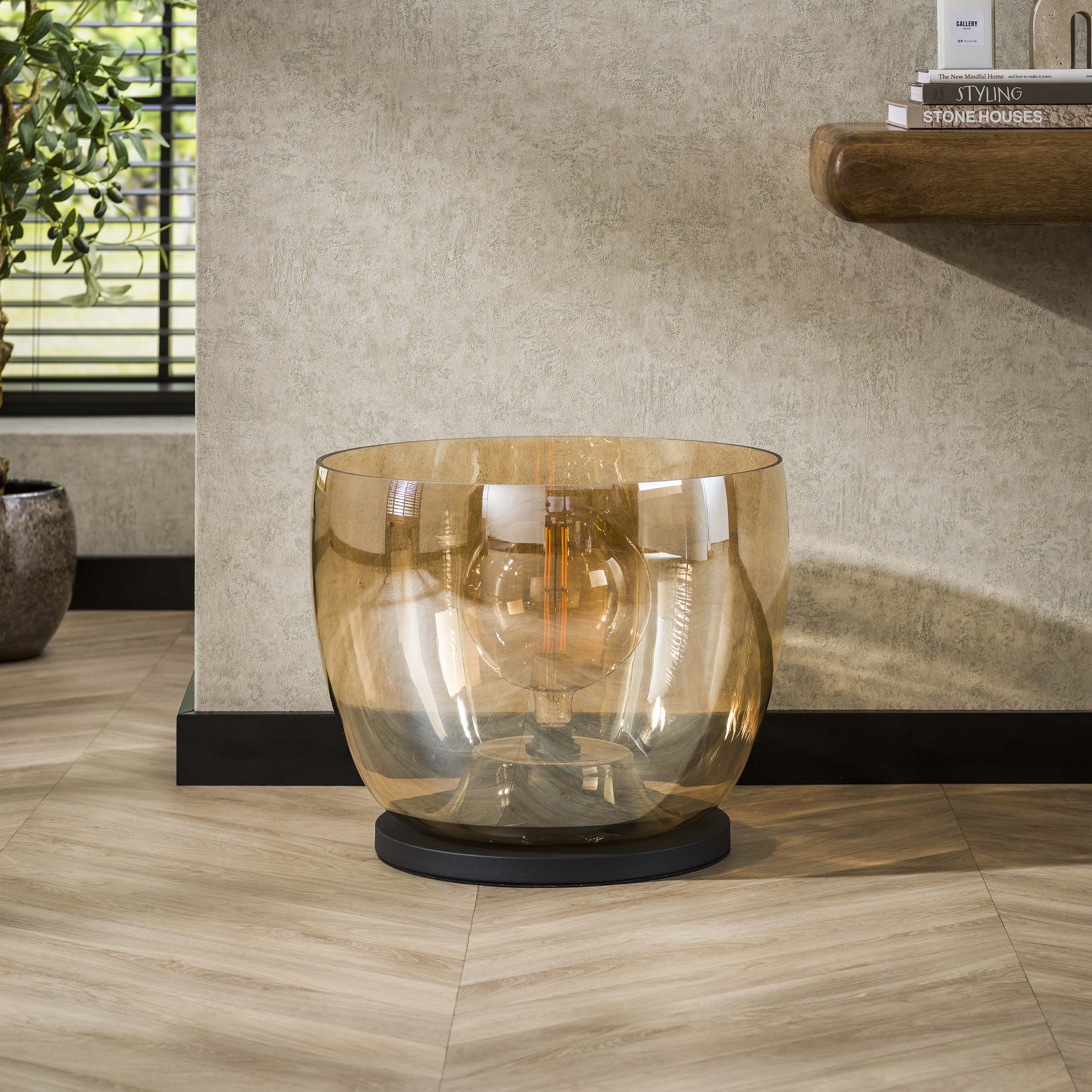 Golvlampa UP XXL 1-ljus - Bärnstensfärgad glas