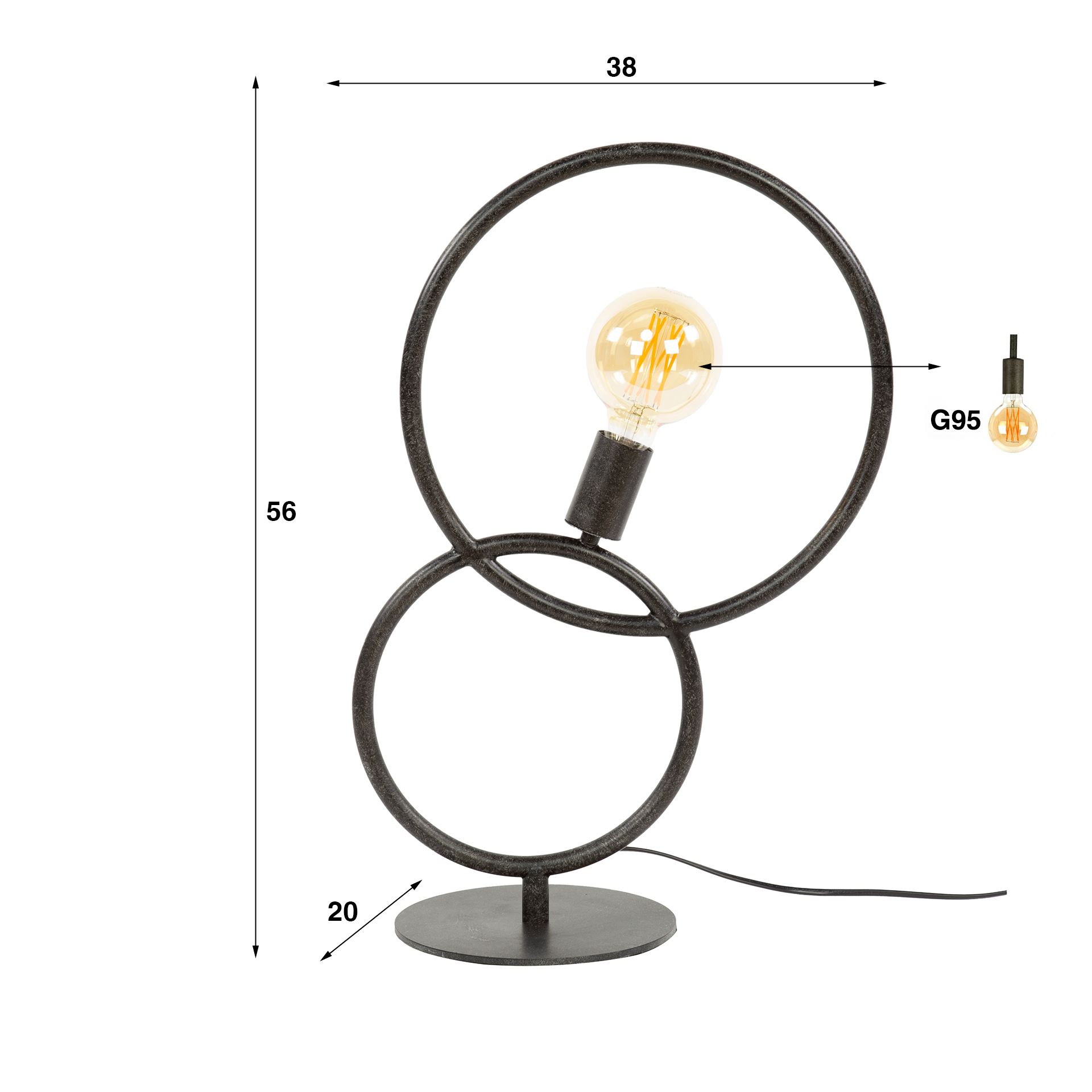 Bordslampa Loop 1-light Artic - Svart