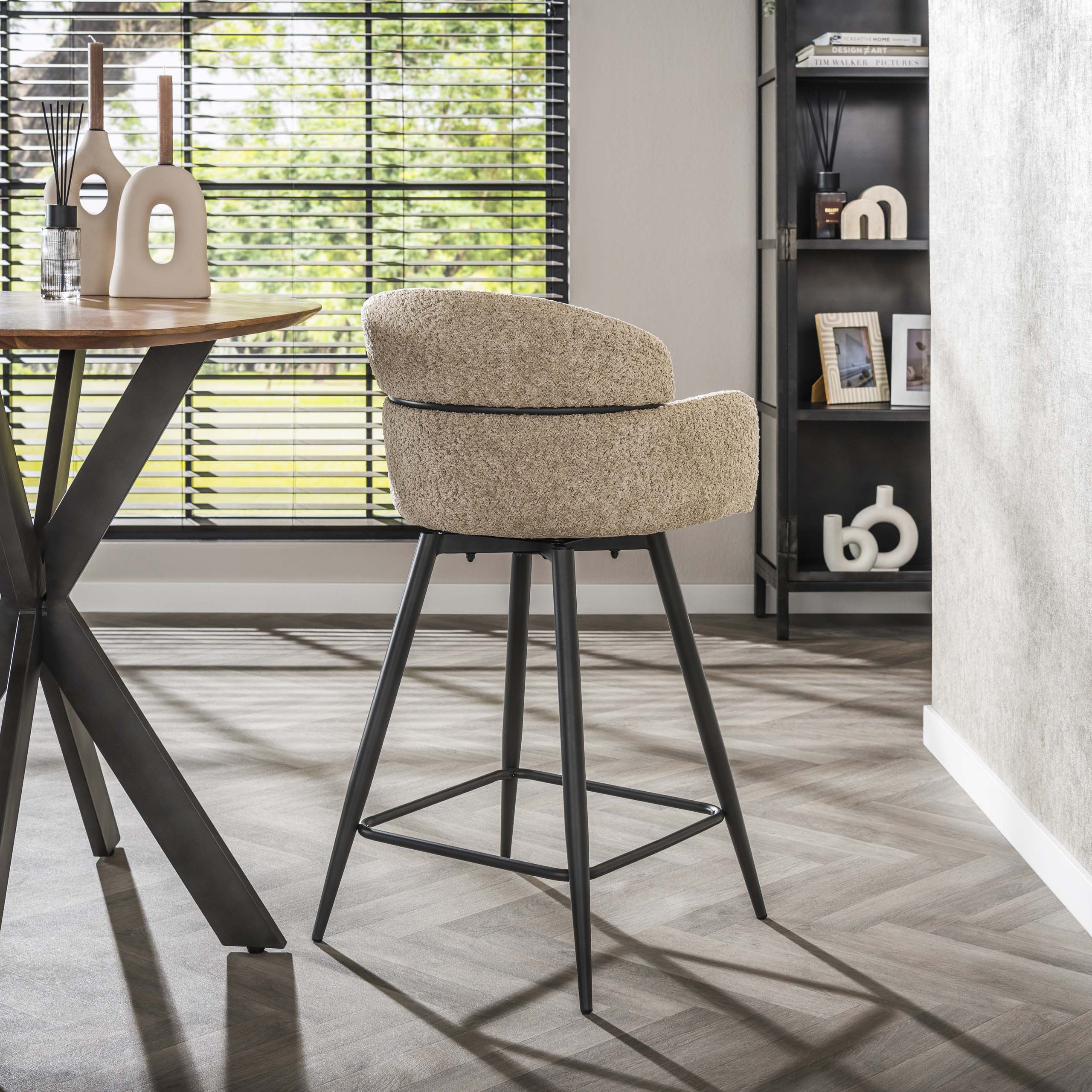 Barstol vridbar boucle rund rygg VPE2 / Boucle sand färg