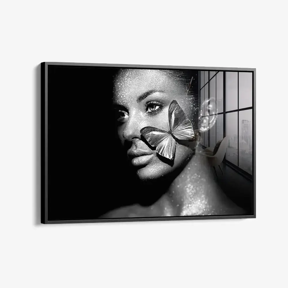 Svävande ram - Svart (Glasschilderij)