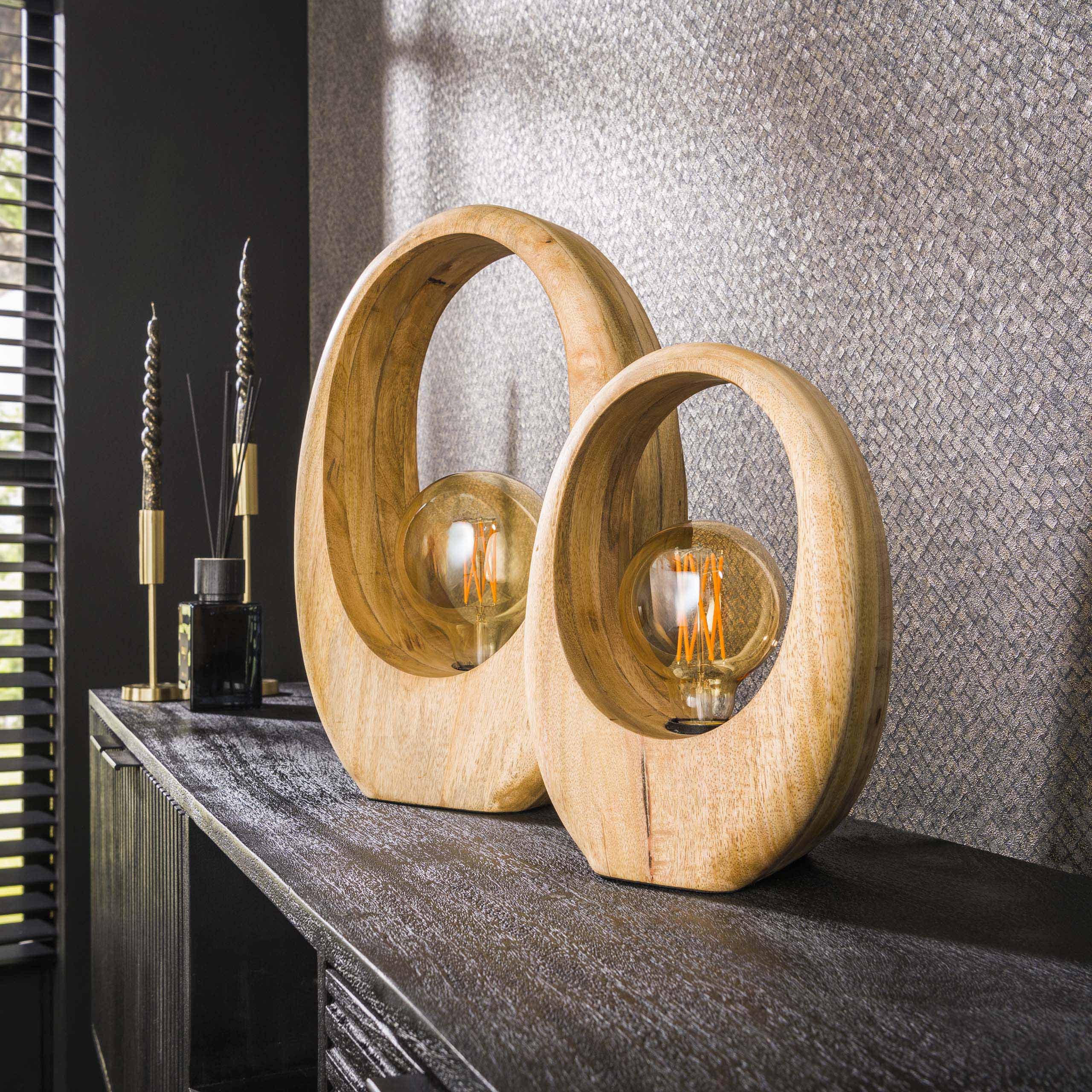 Bordslampa 1L Valvträ / Solid mango naturell