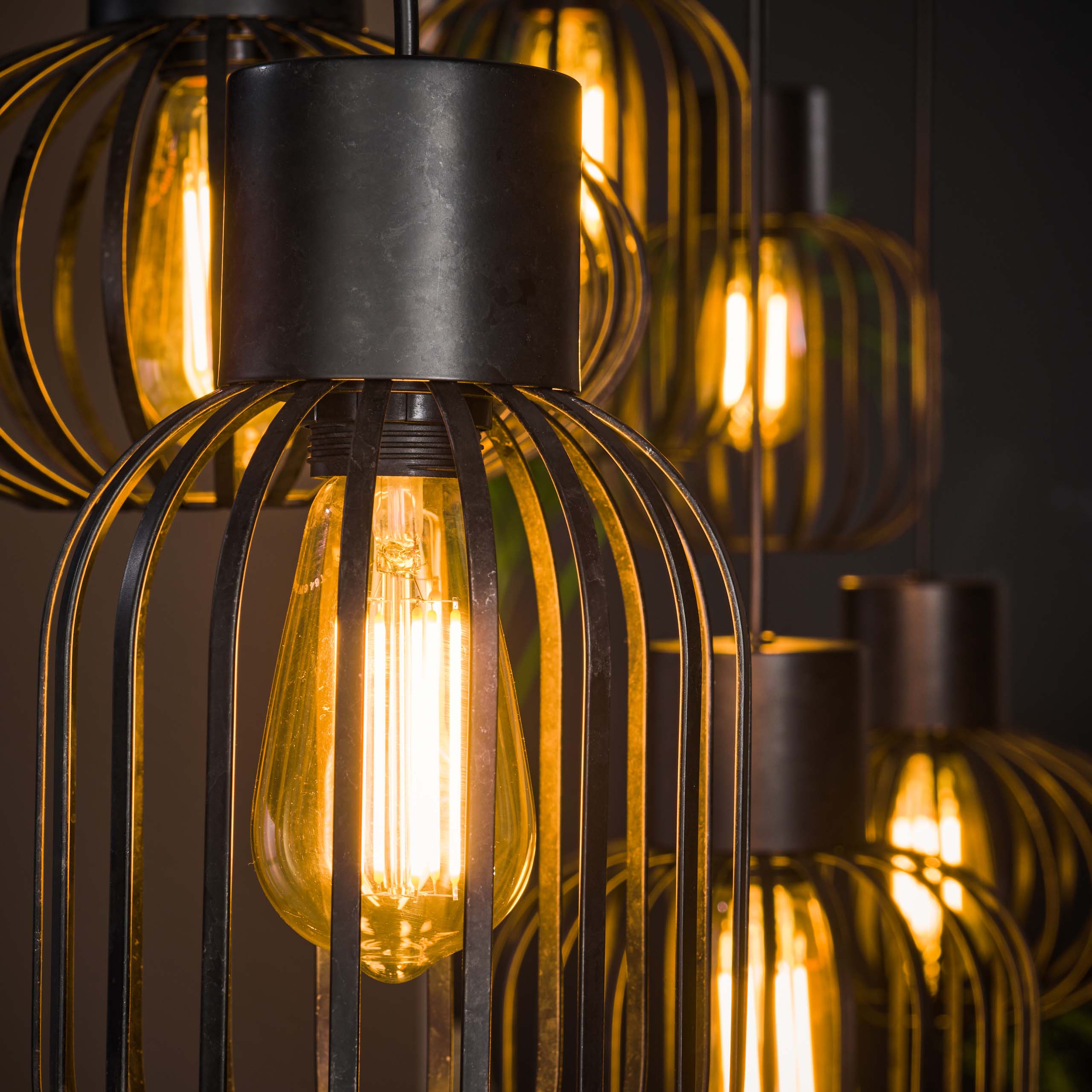 Hänglampa 3+3 mix metall / kol