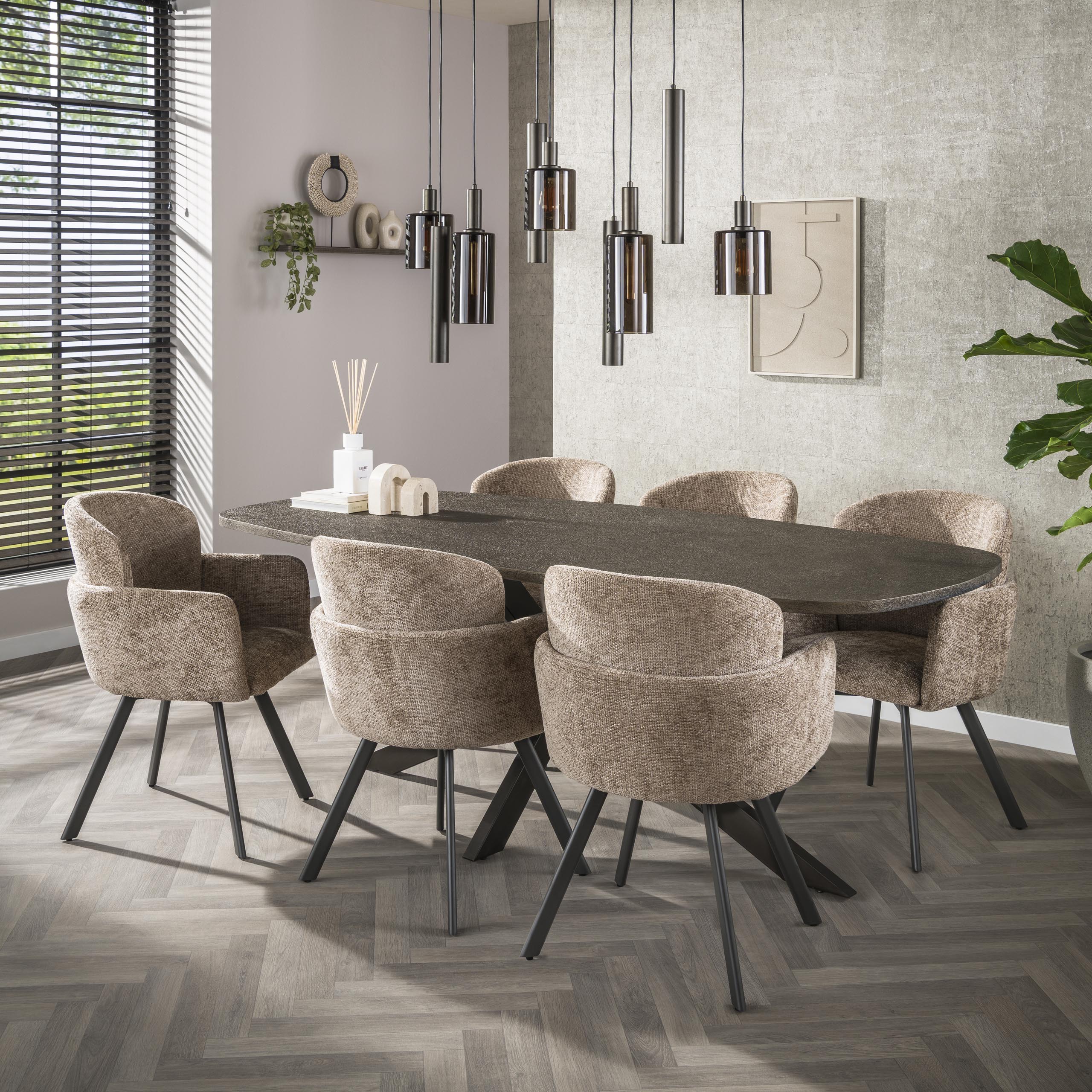 Bronvik danskt ovalt matbord 215 cm - Brons flytande metall