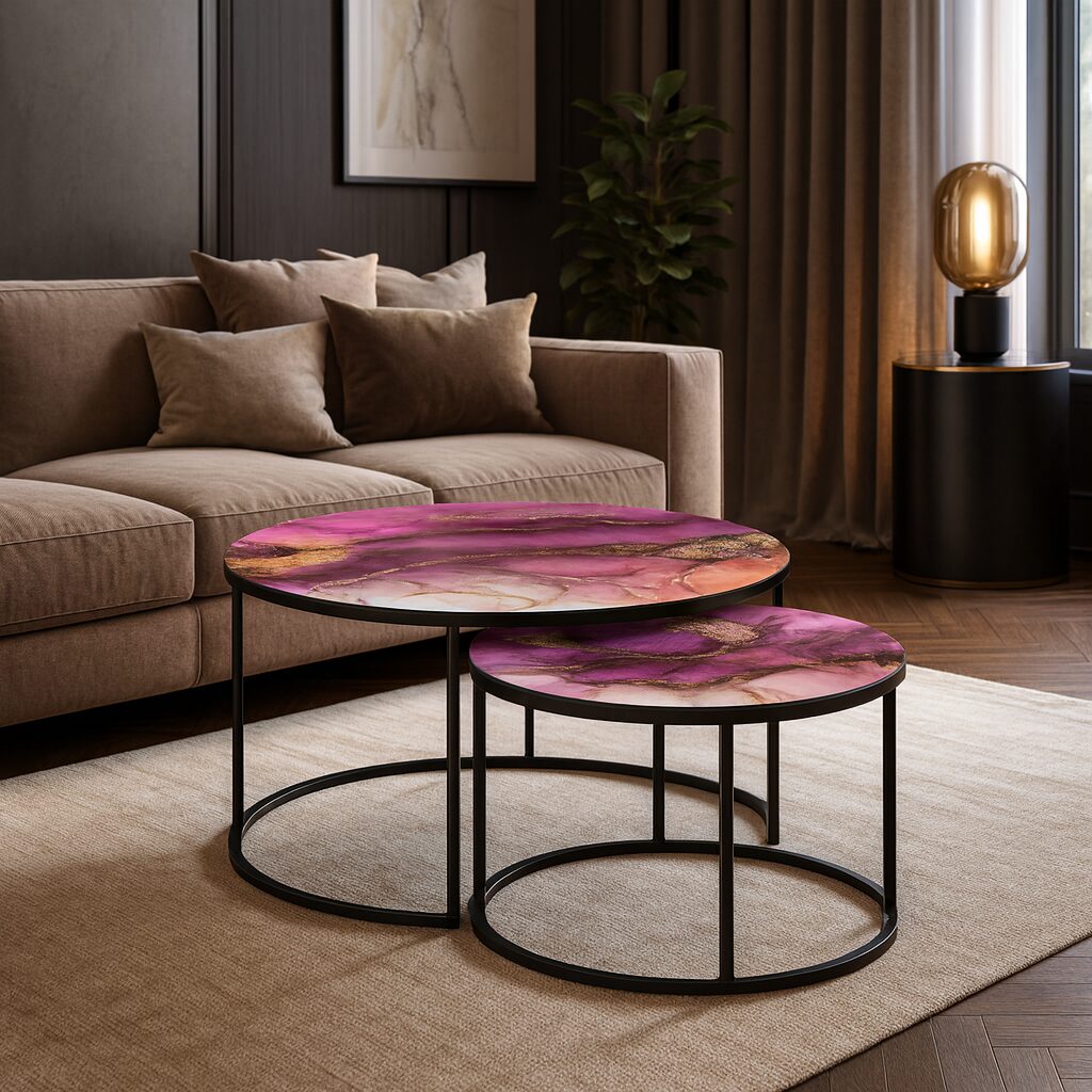 Soffbord Svart - Lila Marmor