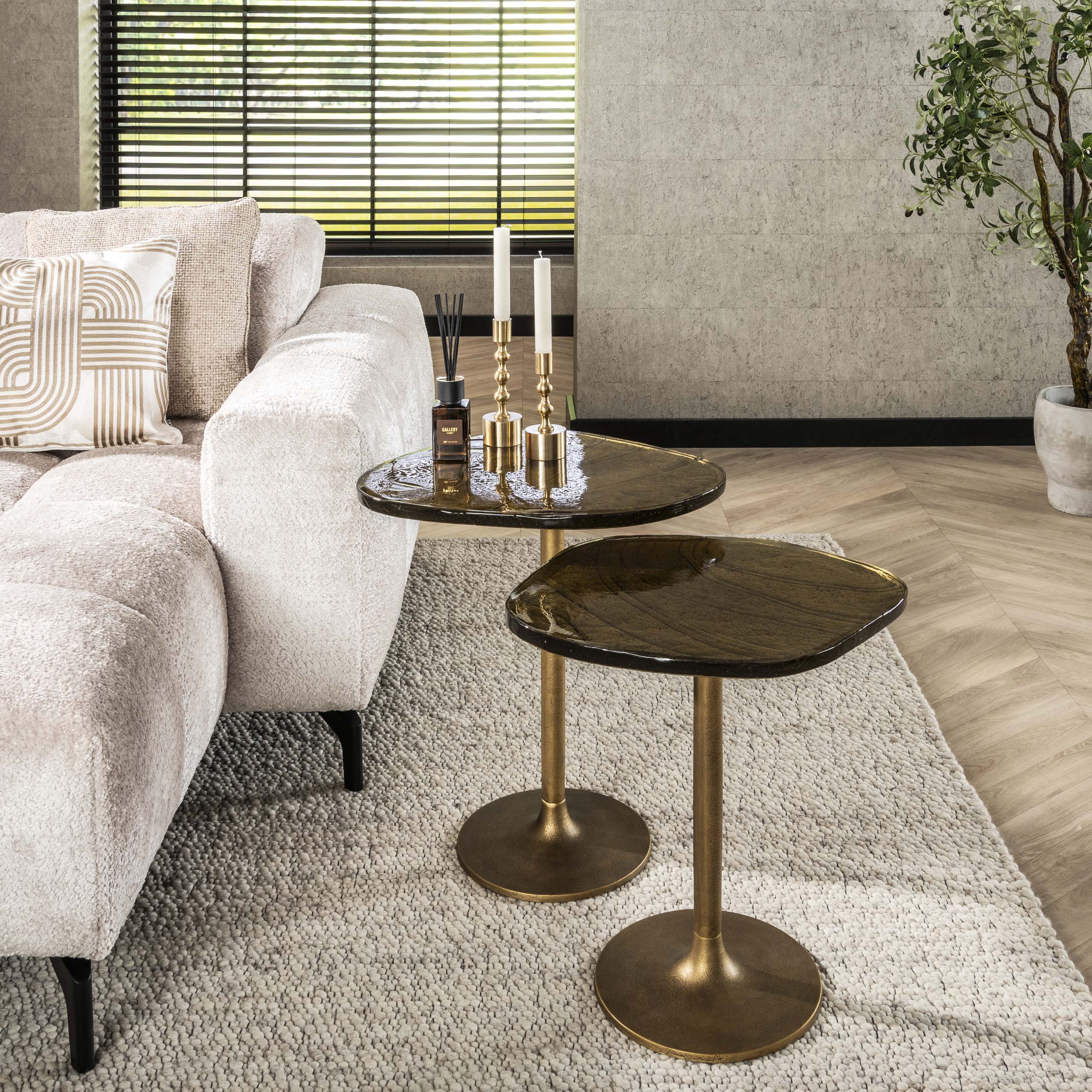 Sidobord Eclipse low - Antikt guld