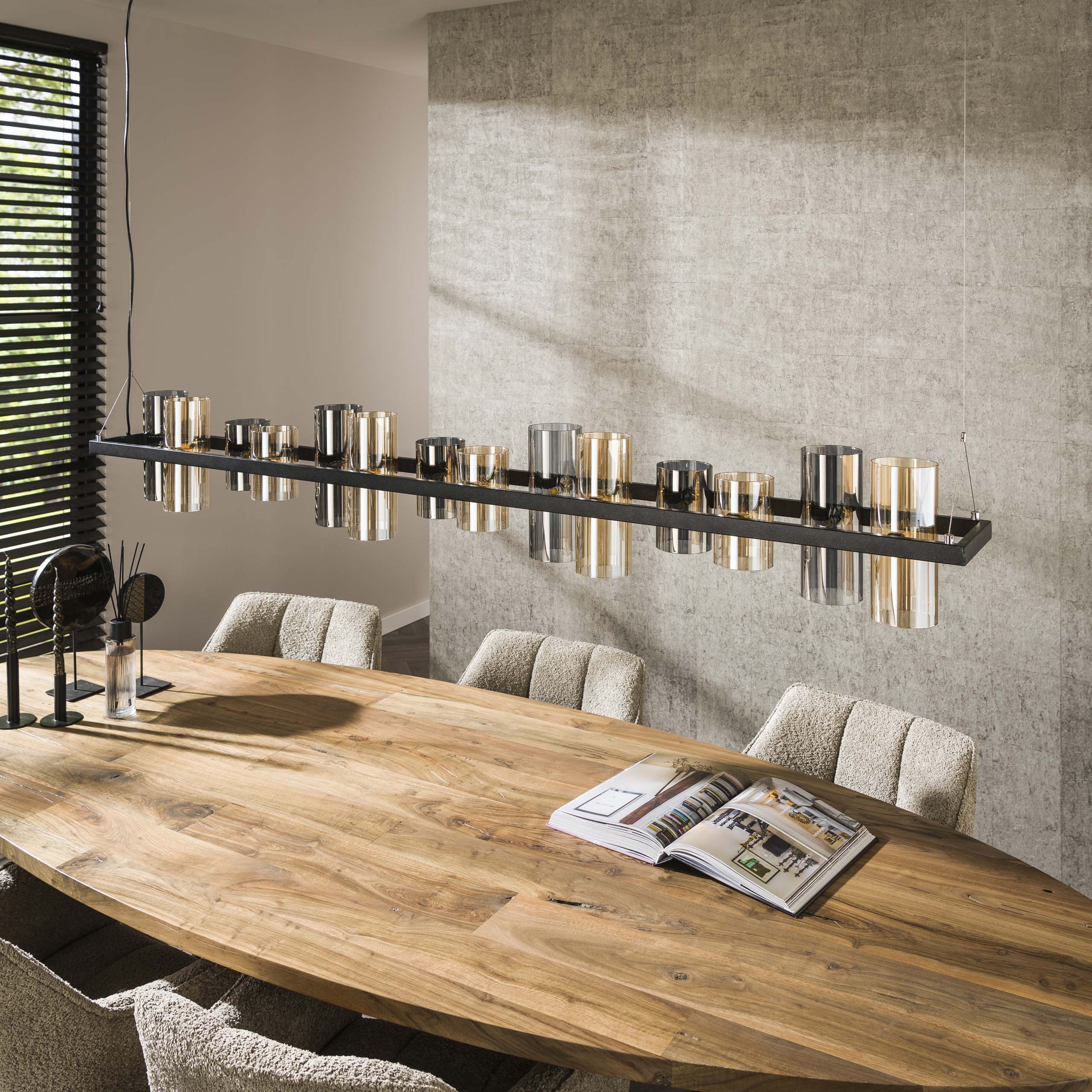 Hänglampa 14L cylinder blandat glas (G9) / Artic svart