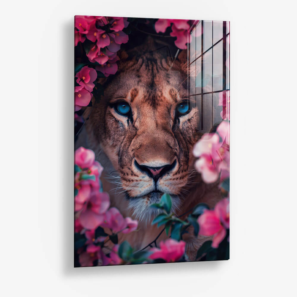 Lioness in Flowers – Glass