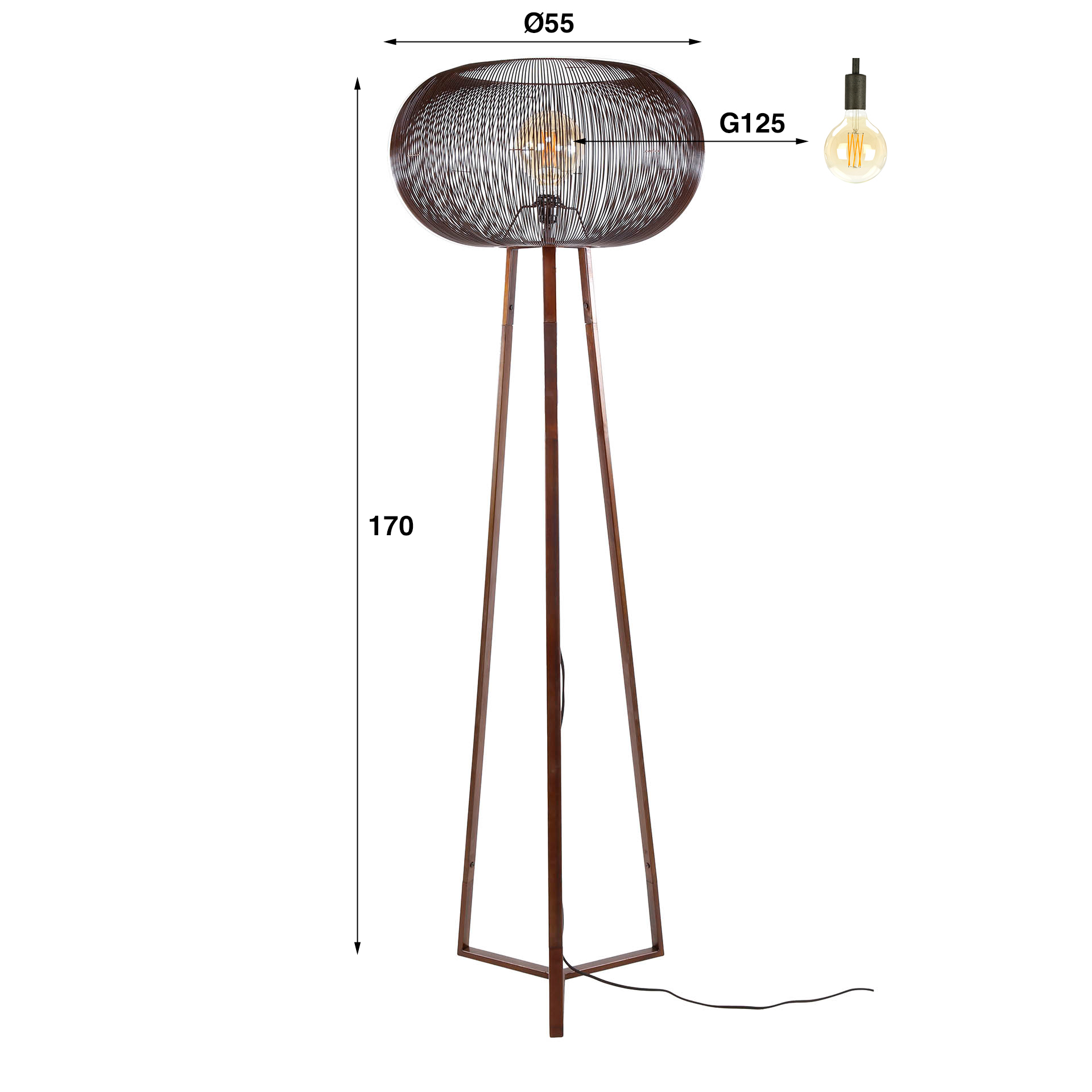 Golvlampa Copper Twist 1-light - Svart nickel