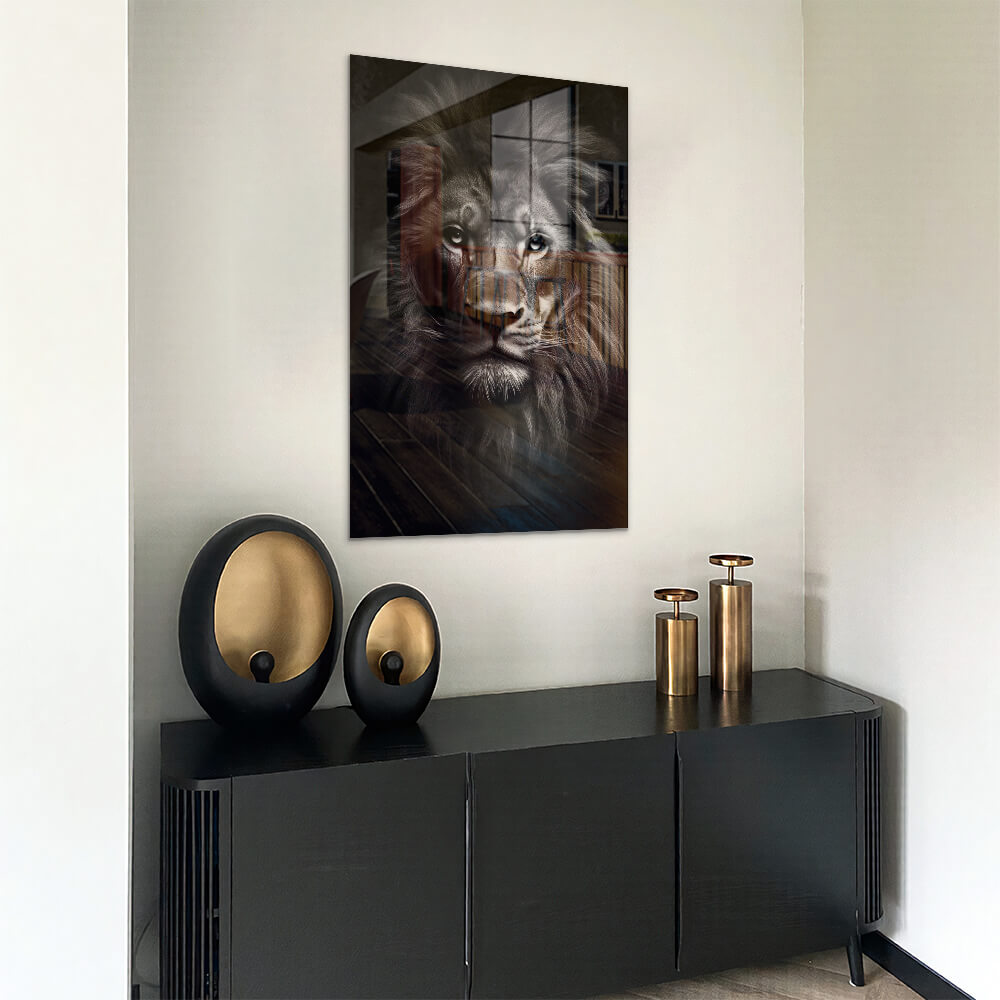 Lion Close-Up - Glas
