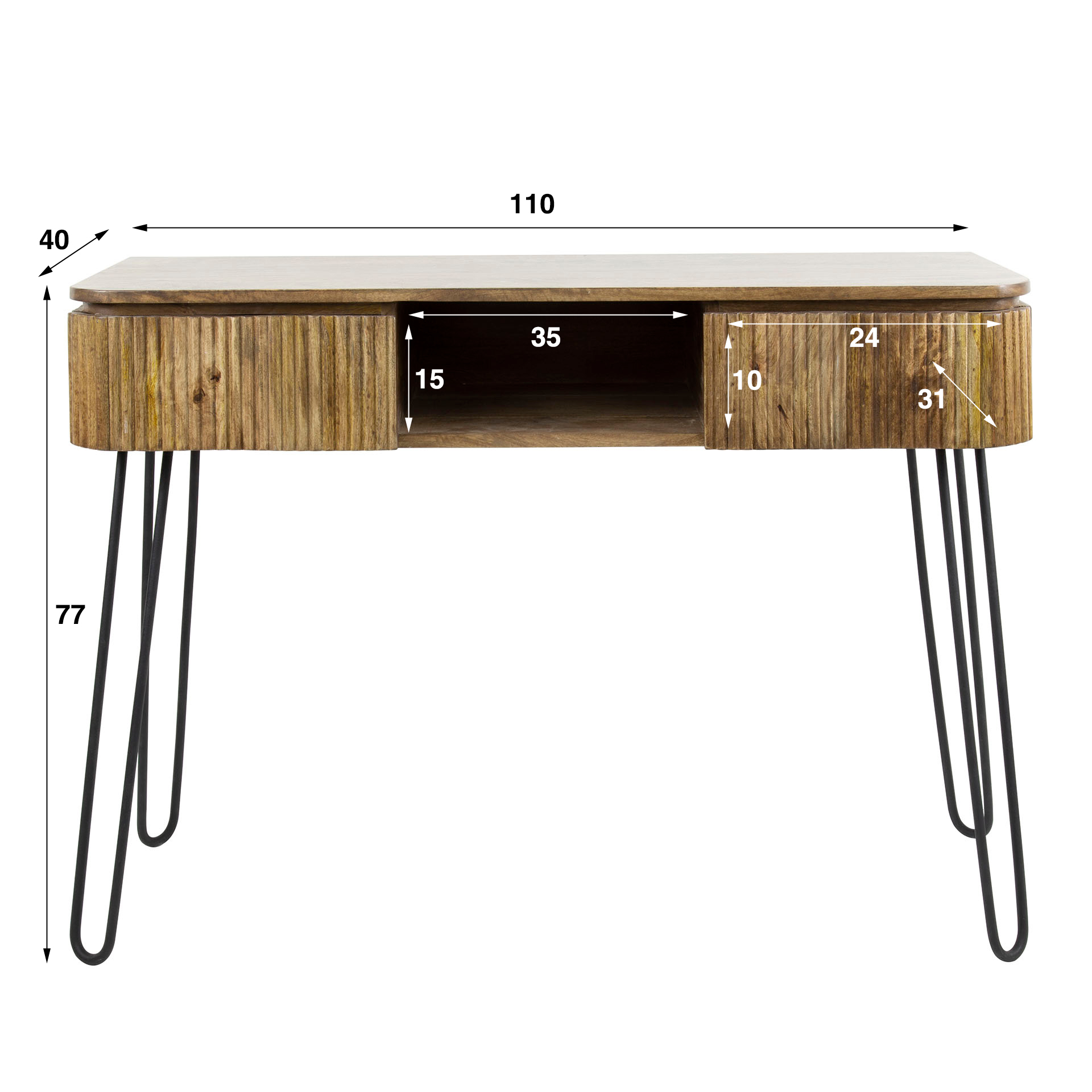 Sminkbord 2L våg / Solid mangosandfärg