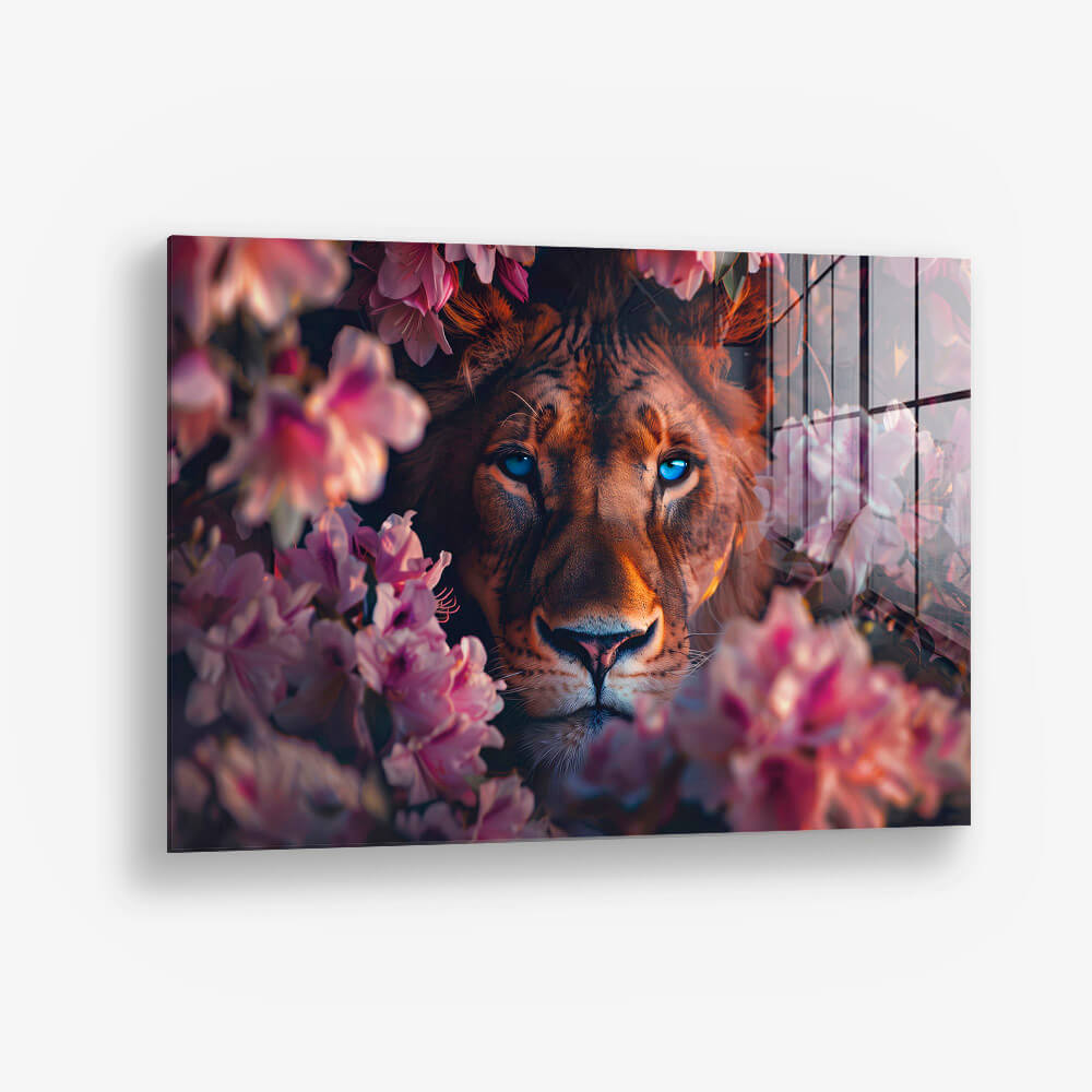 Lion in Flowers II – Glass