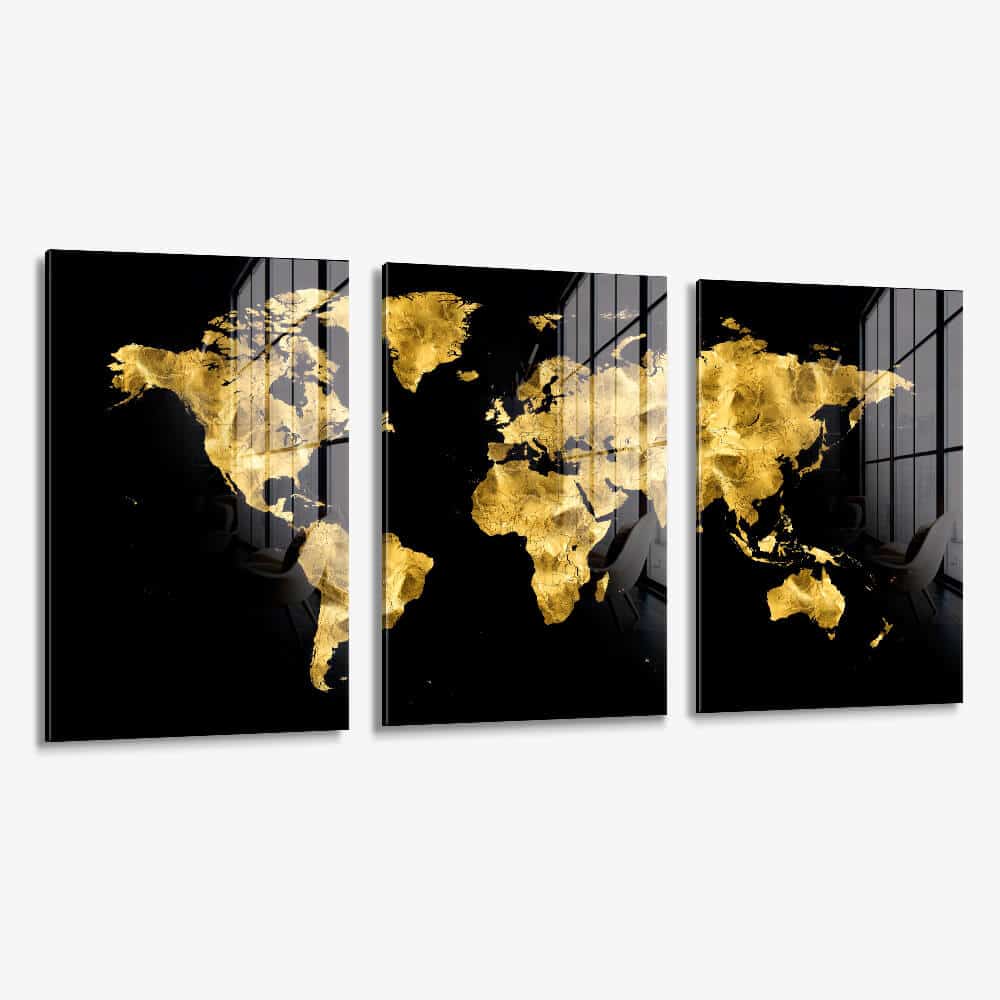Bundle: "Golden World Map" (3x) – Glass