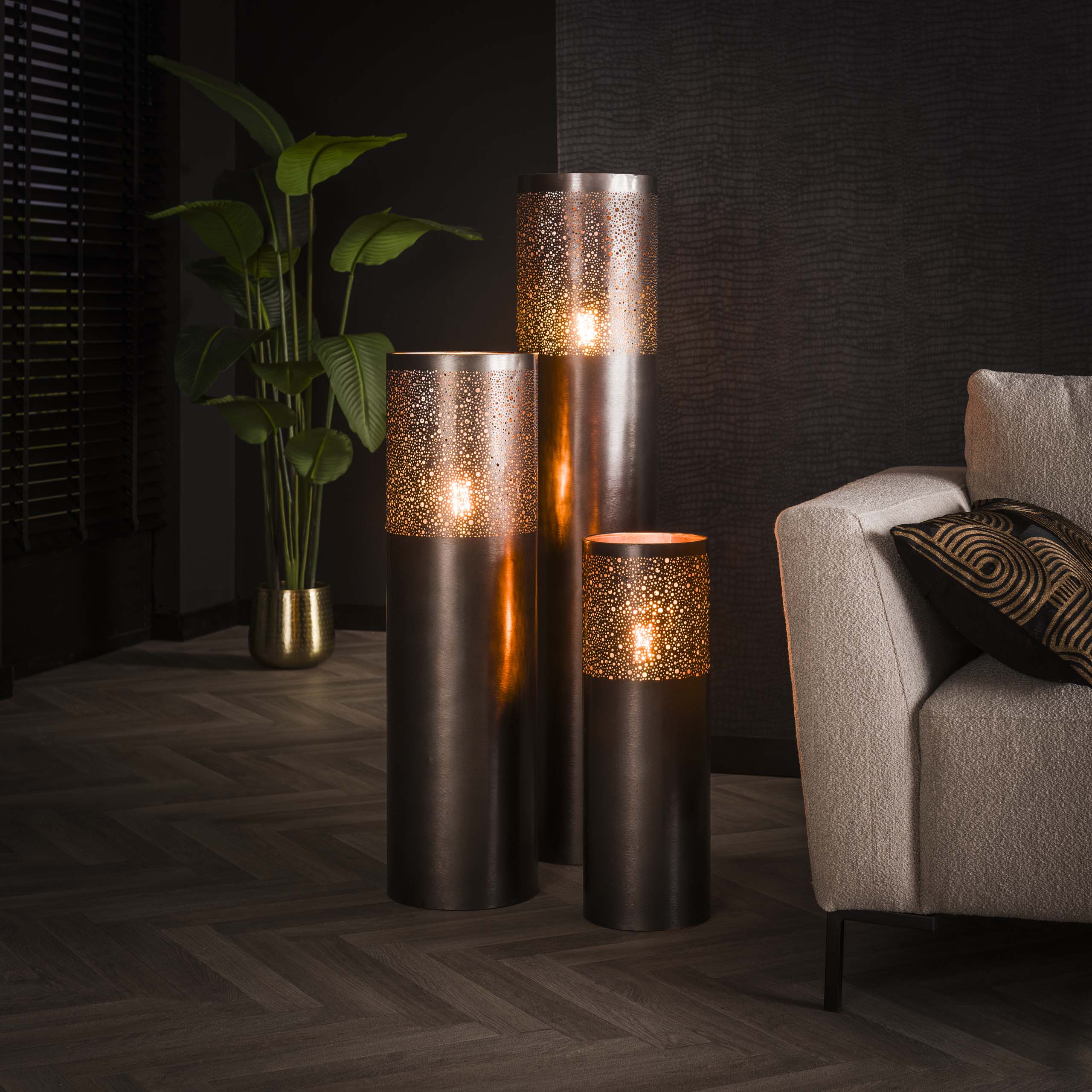 Golvlampa 1-ljus Cylinder Glow 90 cm - Svart nickel