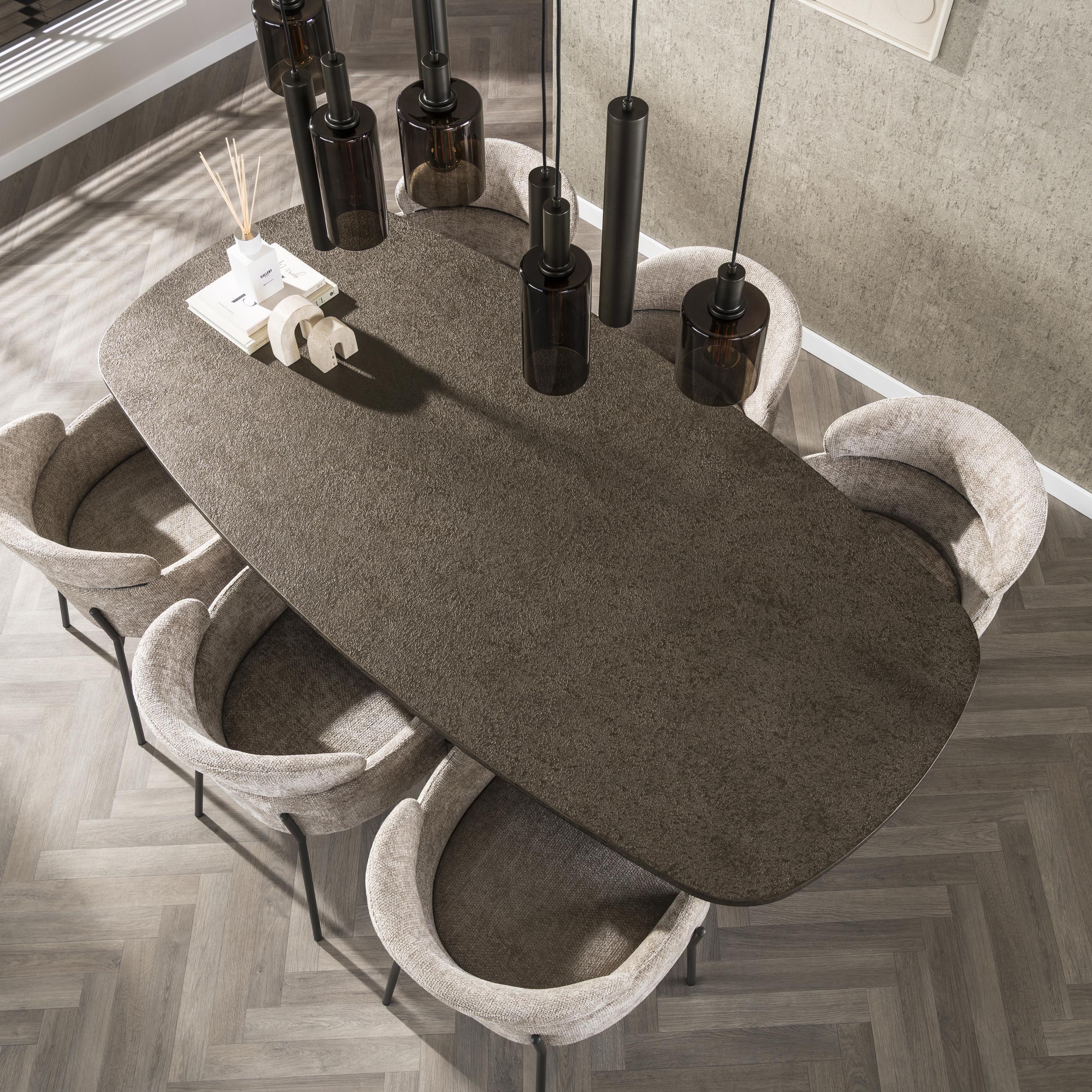 Bronvik danskt ovalt matbord 215 cm - Brons flytande metall