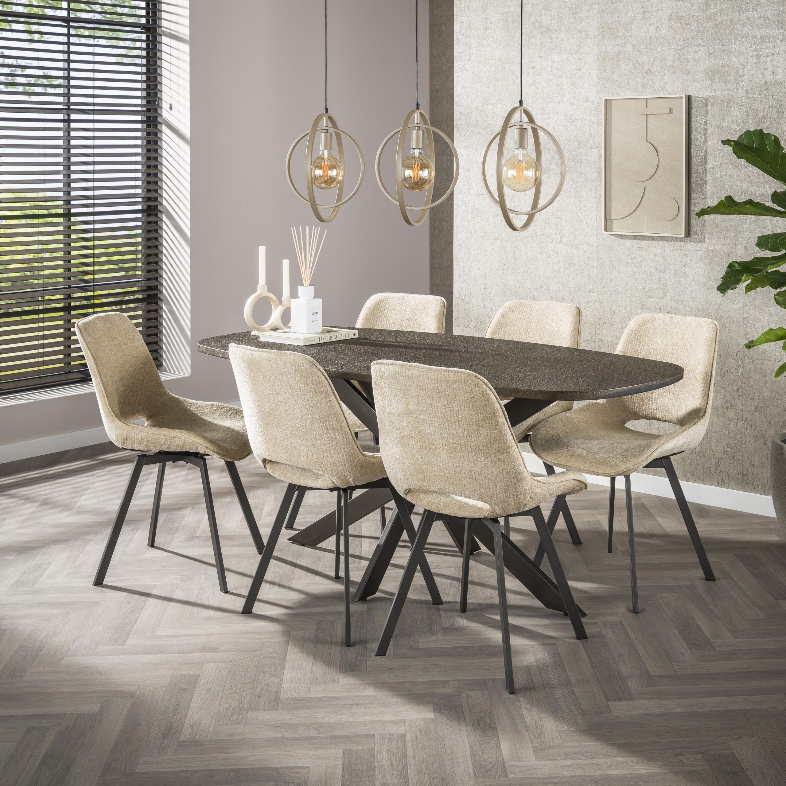 Hänglampa Turn Around 3-ljus - Beige