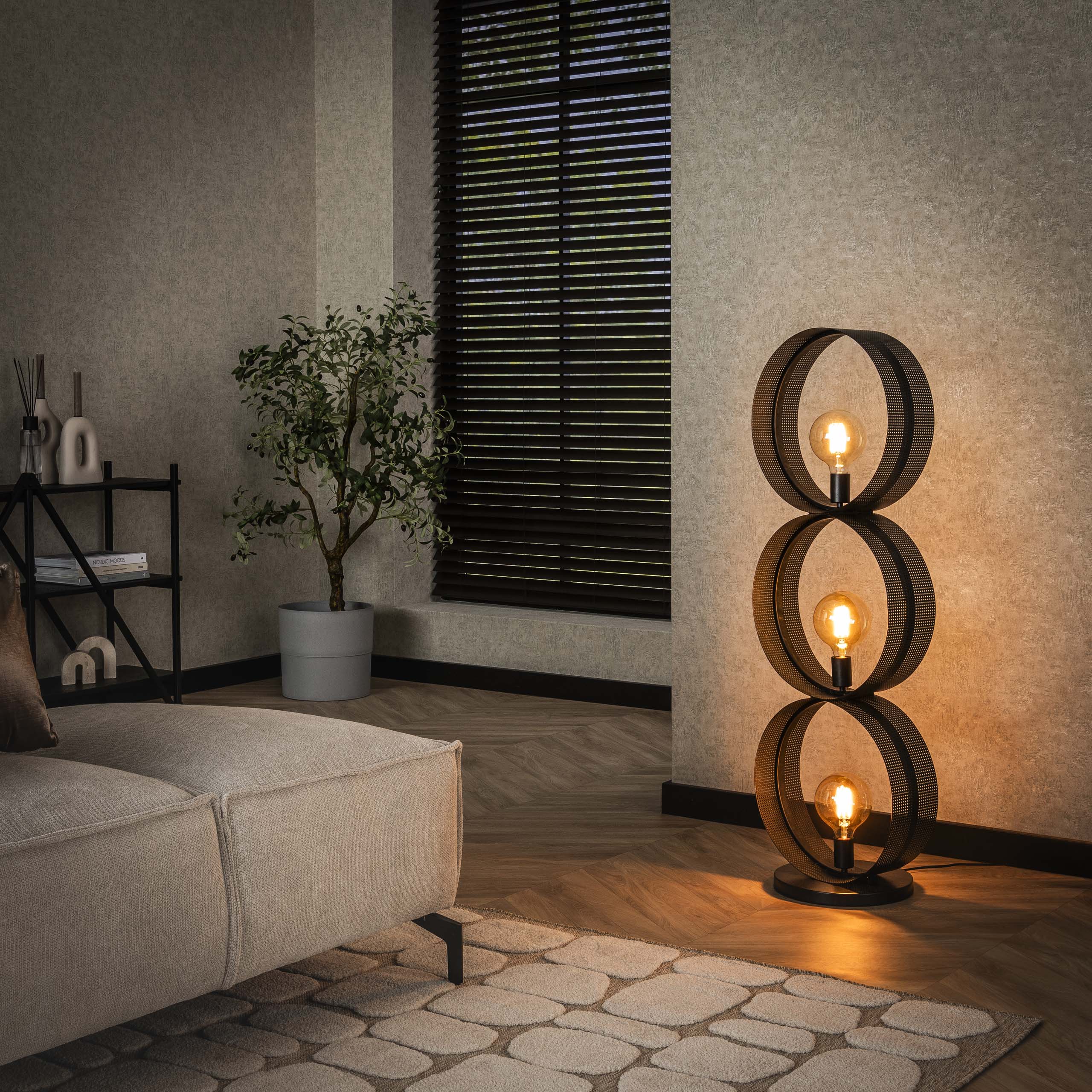 Golvlampa Ring Mesh 3-ljus - Charcoal