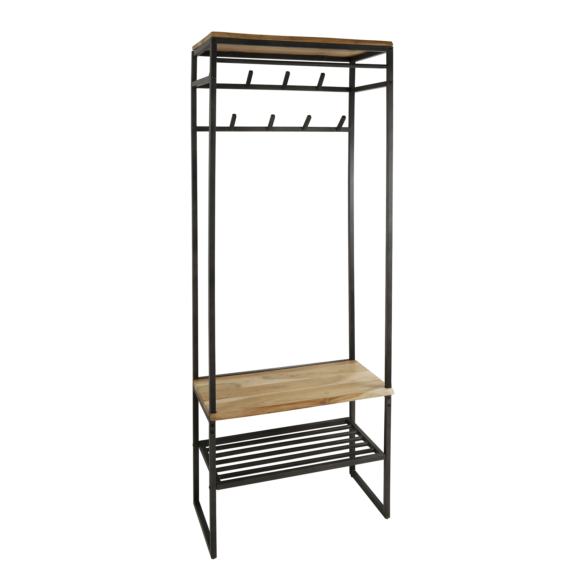 Garderobsmöbel stångkant / Solid akacia natur