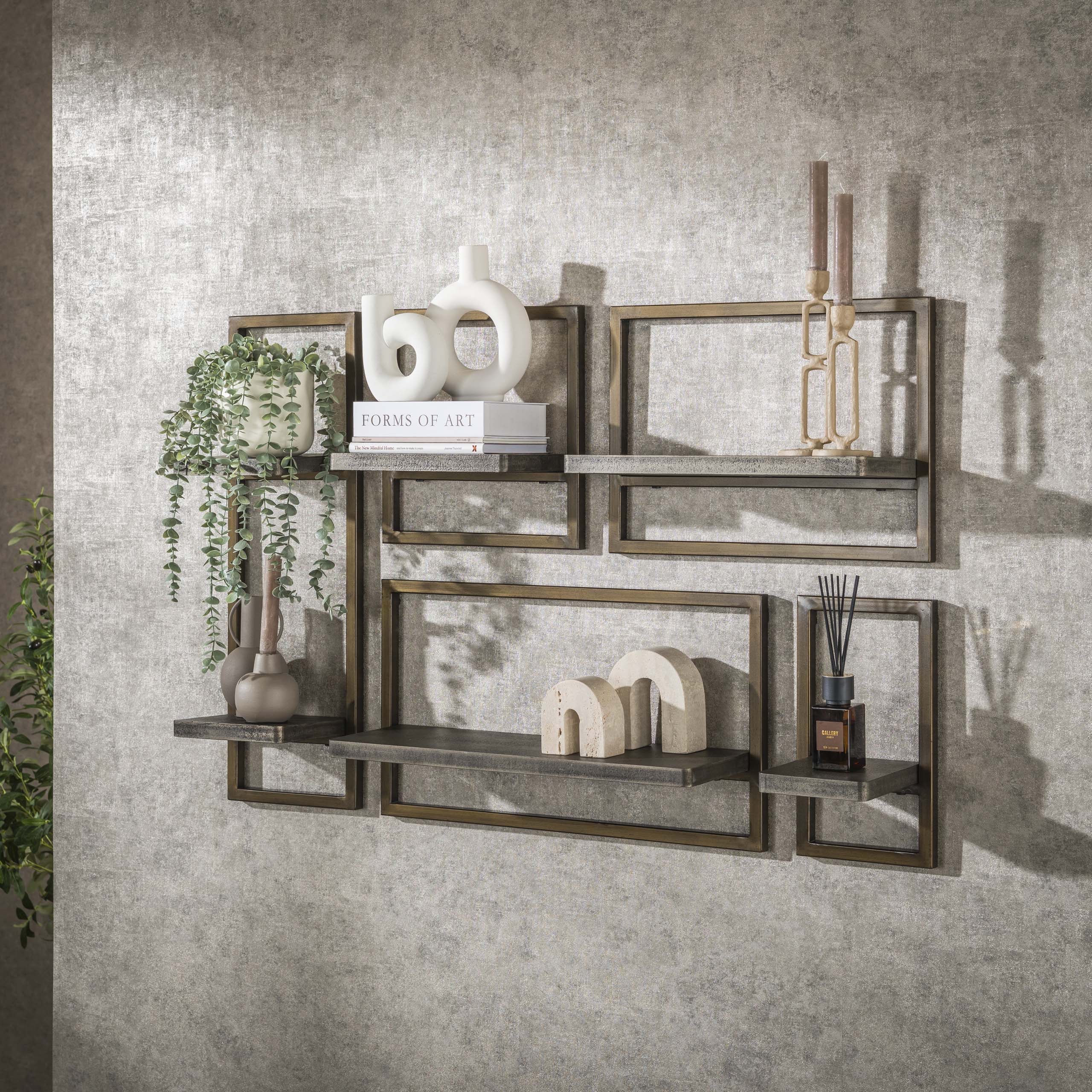 Vägghyllsats/5 Ferro / Brons antik