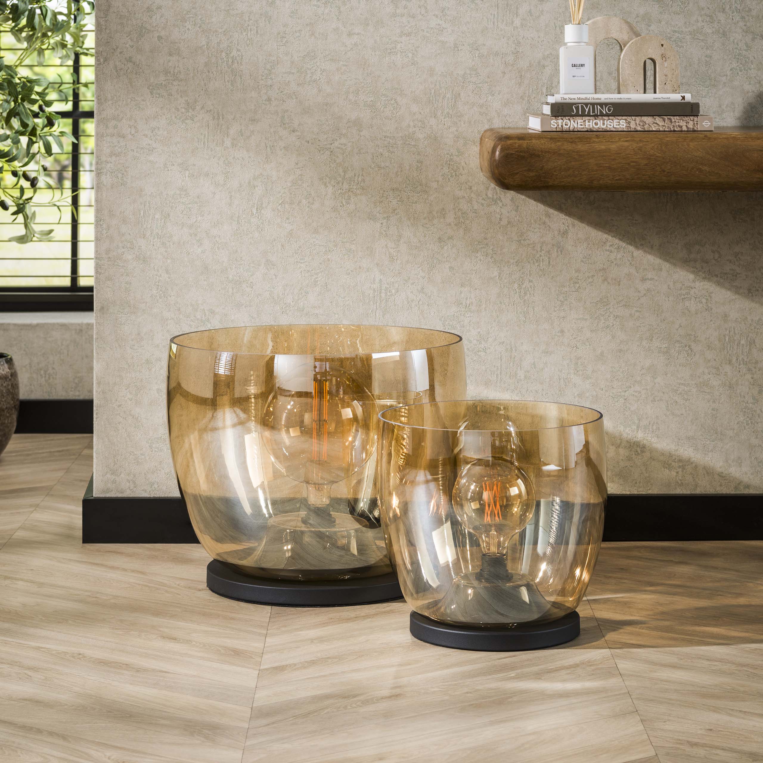 Golvlampa UP XL 1-ljus - Bärnstensfärgad glas