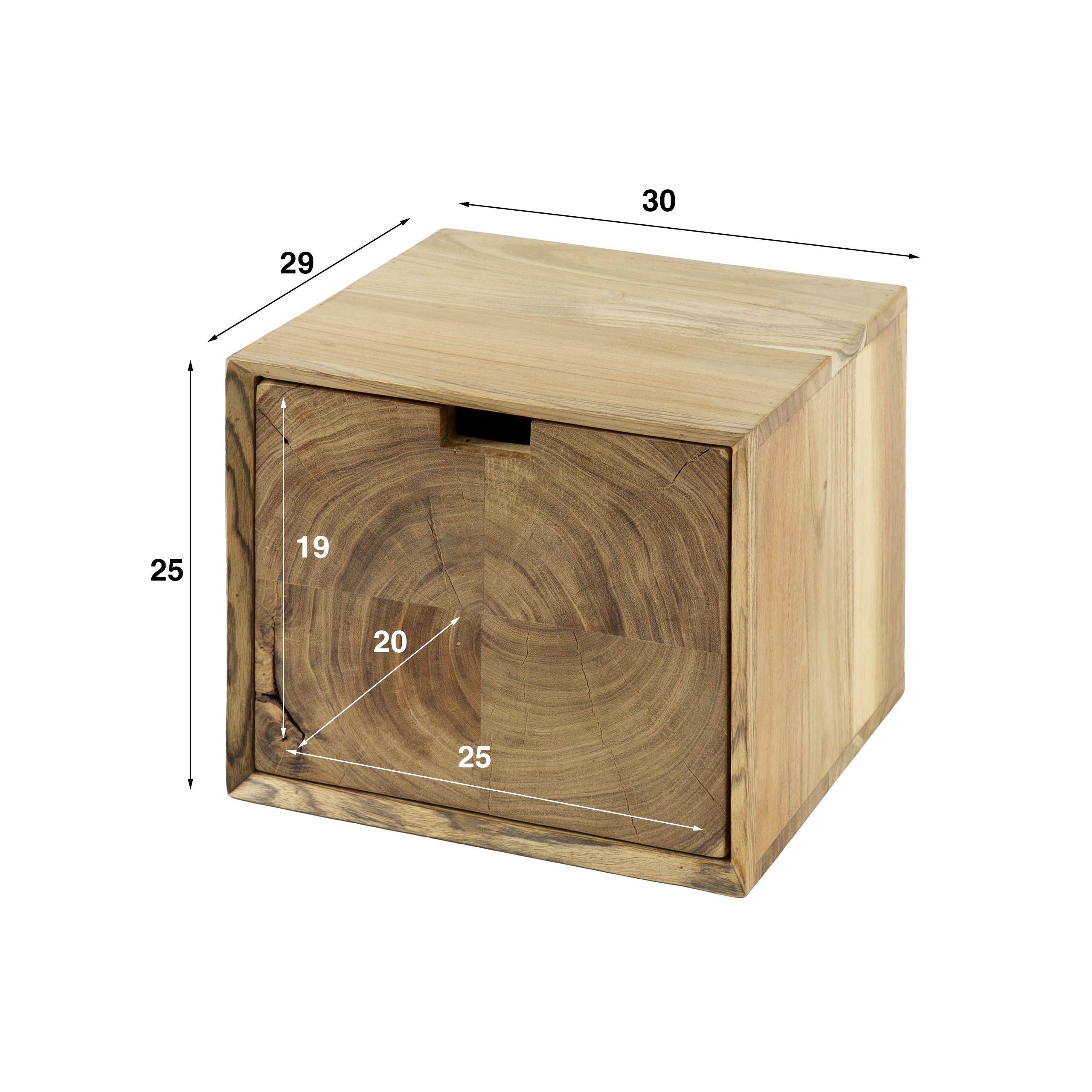Sängbord Block flytande 1 låda - Solid akacia