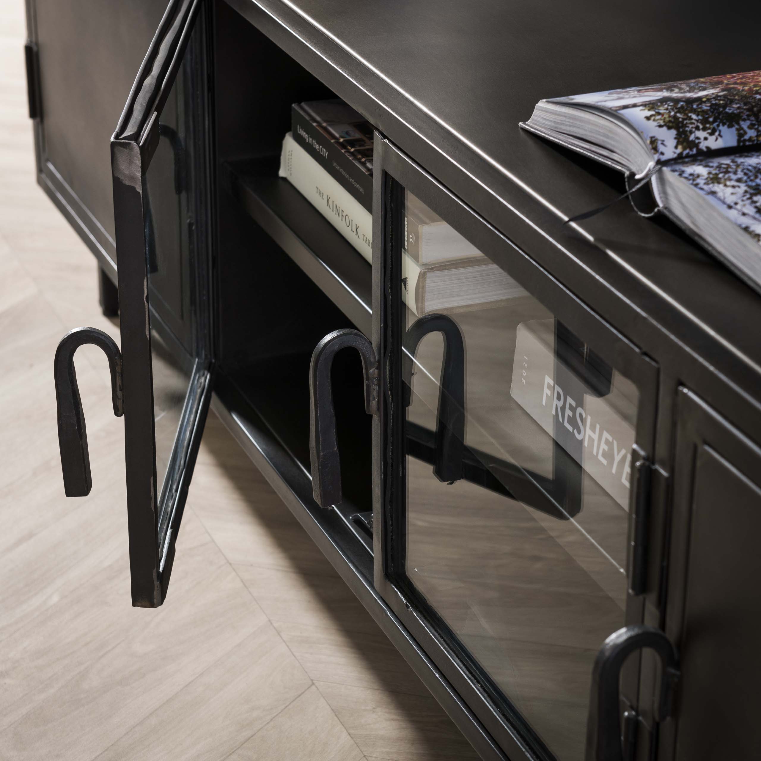 TV-skåp 180cm Rift metall / Gun metal