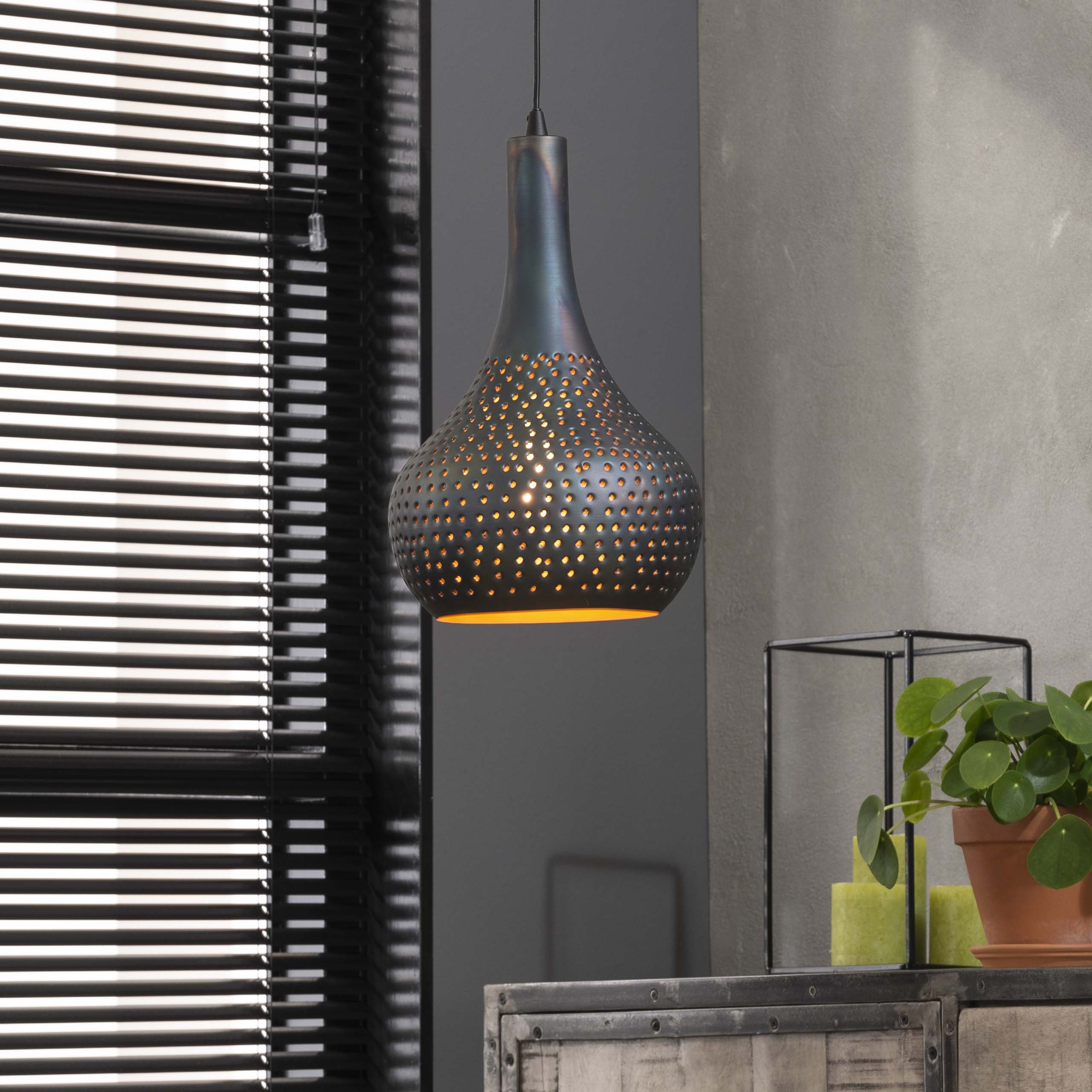 Hänglampa 1x industribetongkon/Svartbrun