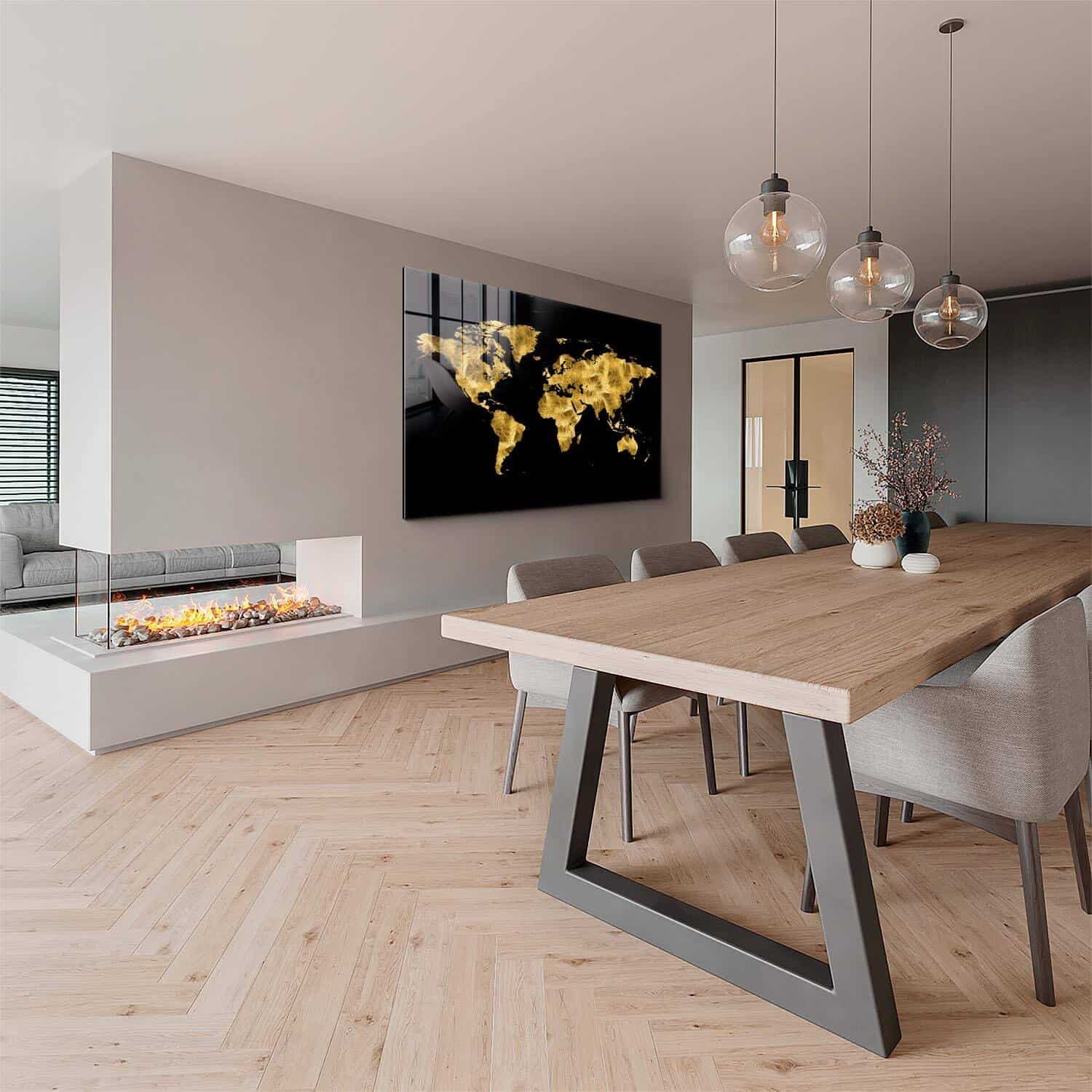 Golden World Map – Glass