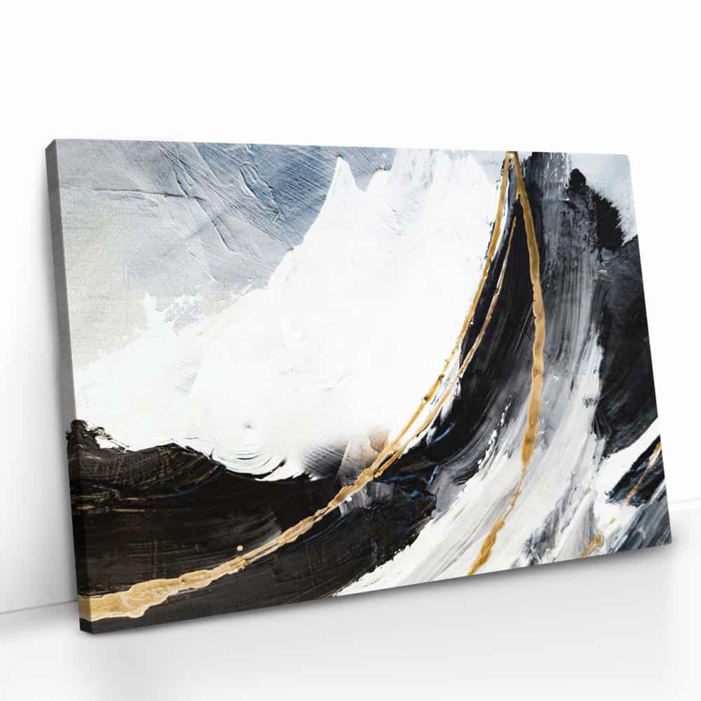 "Black,  White & Gold Abstract"