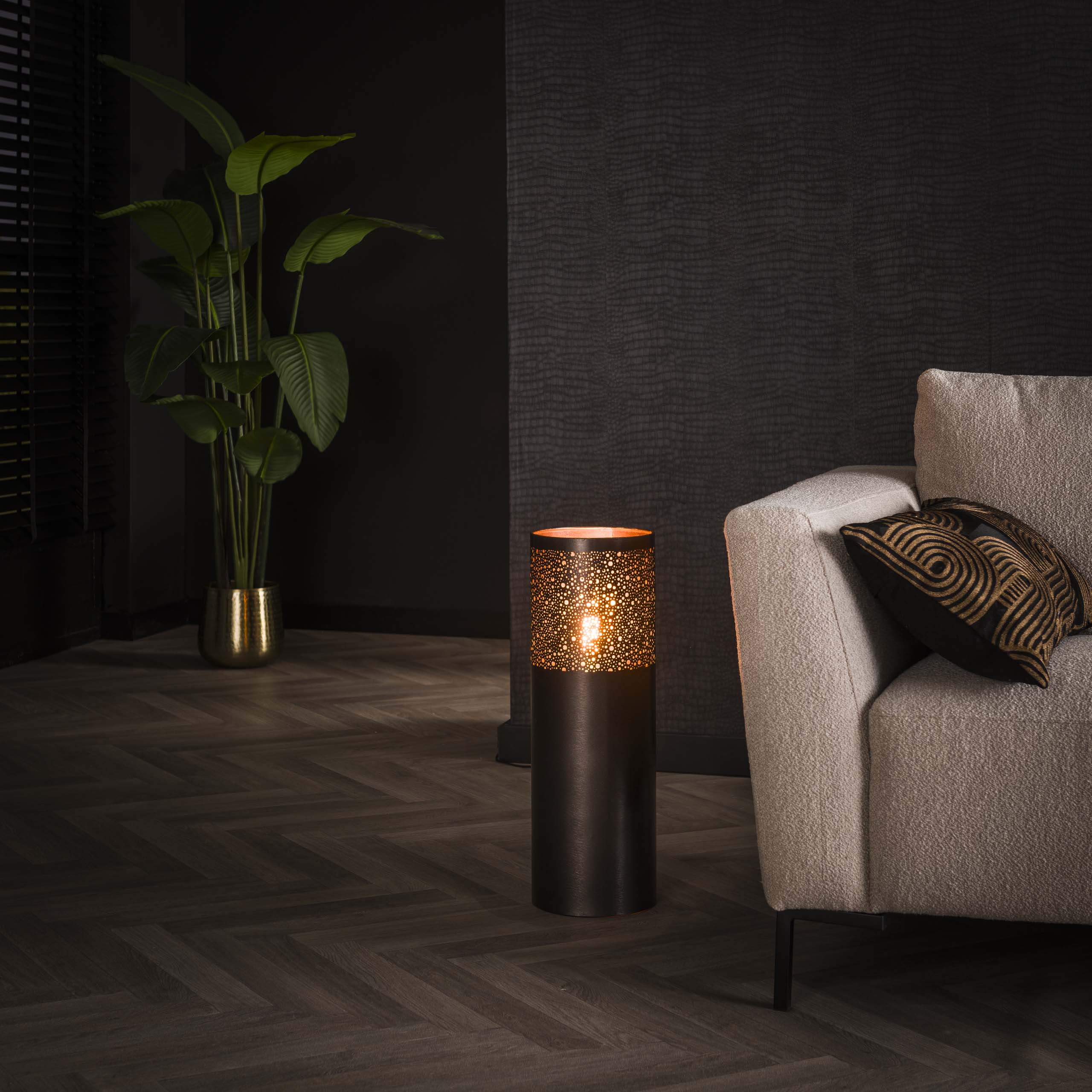 Golvlampa Cylinder Glow 1-ljus 60 cm - Svart nickel