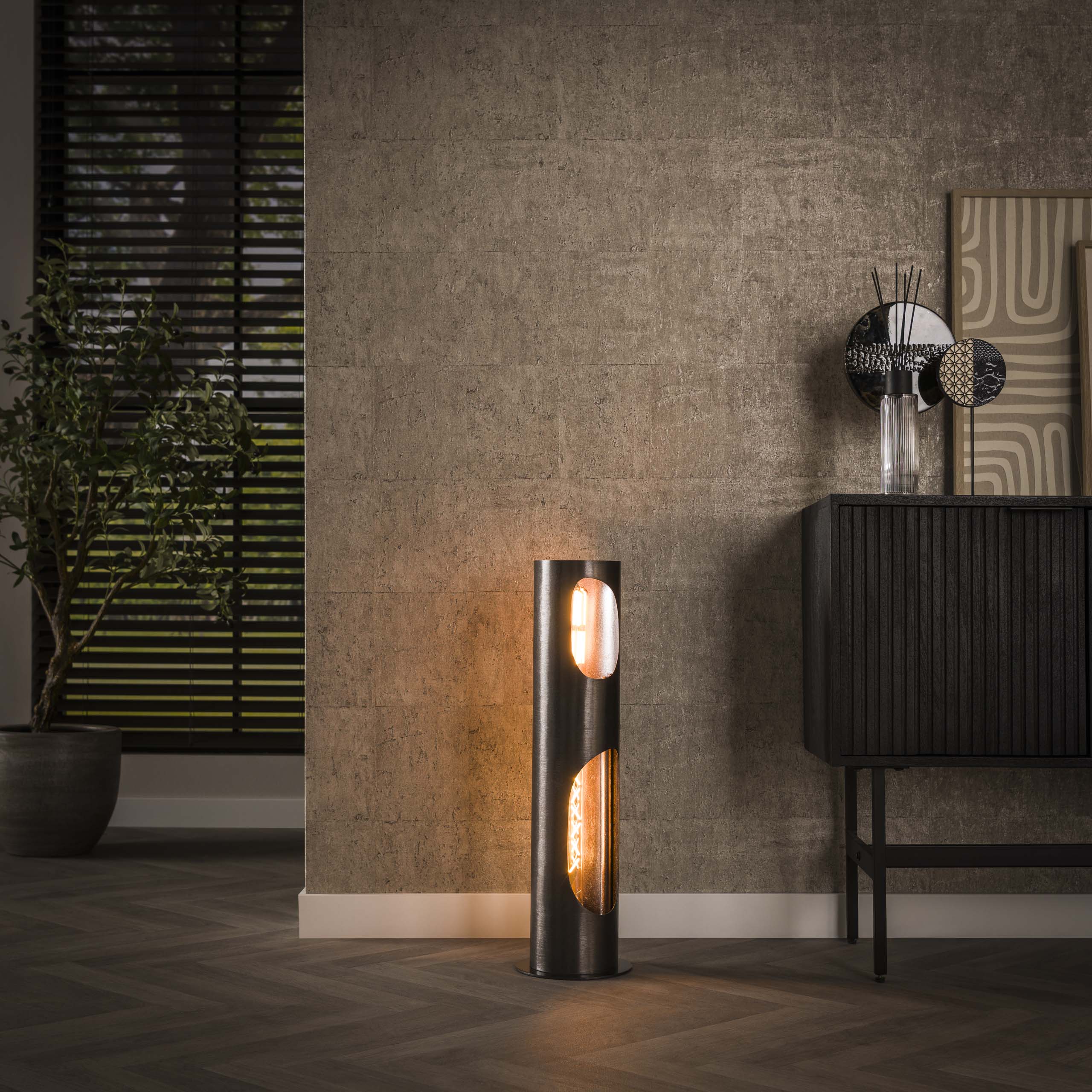 Golvlampa Organic Cylinder 2-light - Svart nickel
