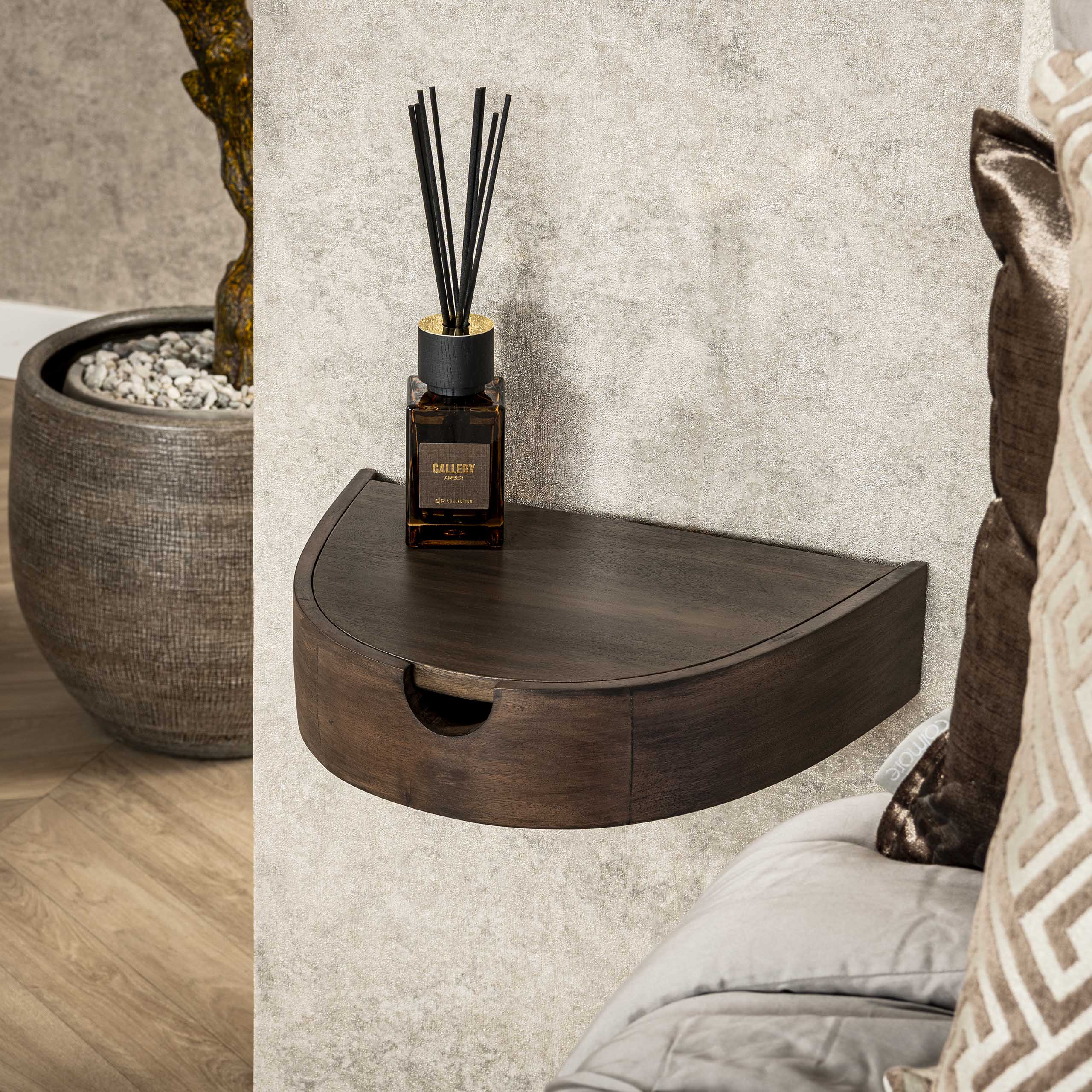 Sängbord Cove flytande 1 låda - set med 2 - akaciaglasyr