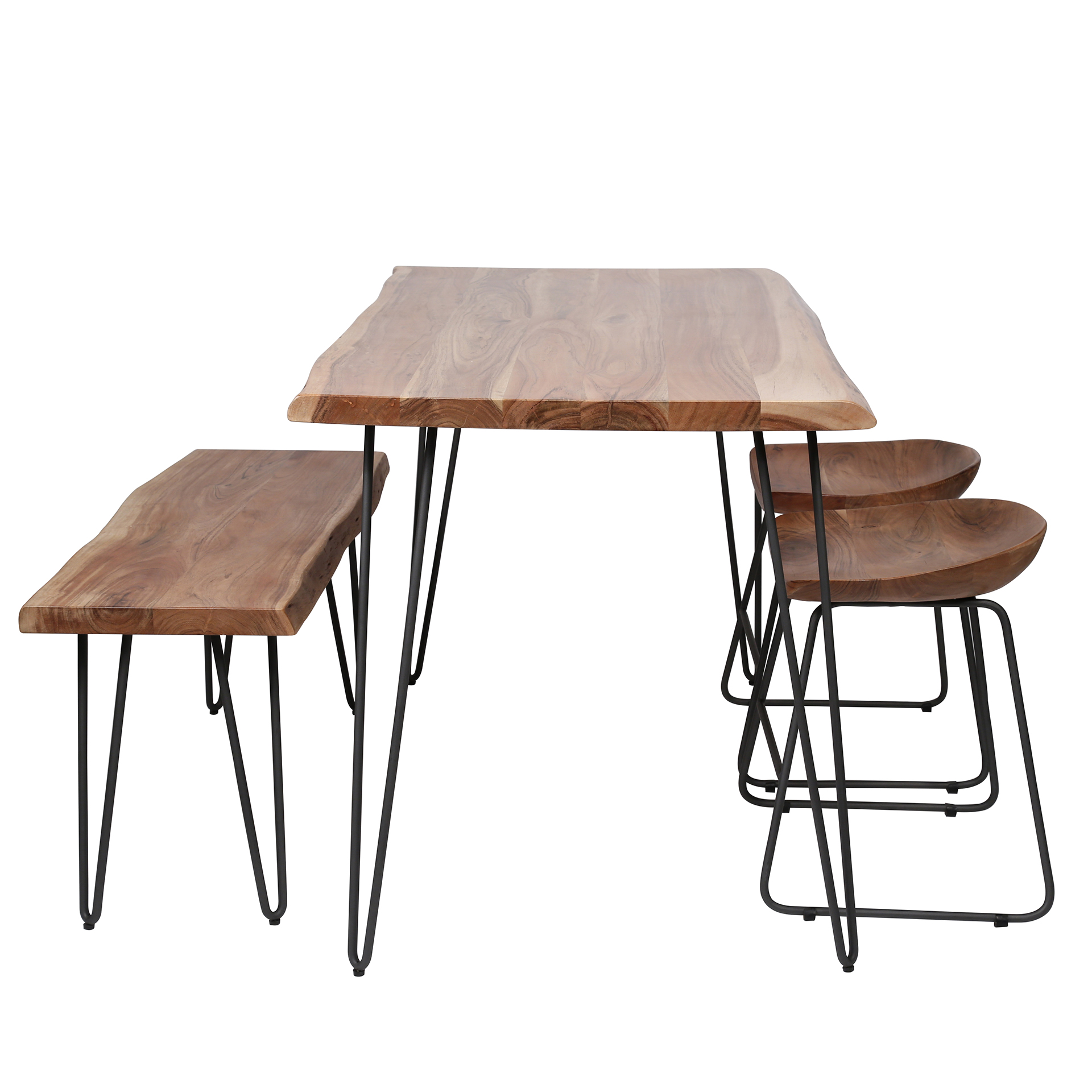 Matbordskant 130 / Solid akacia natur