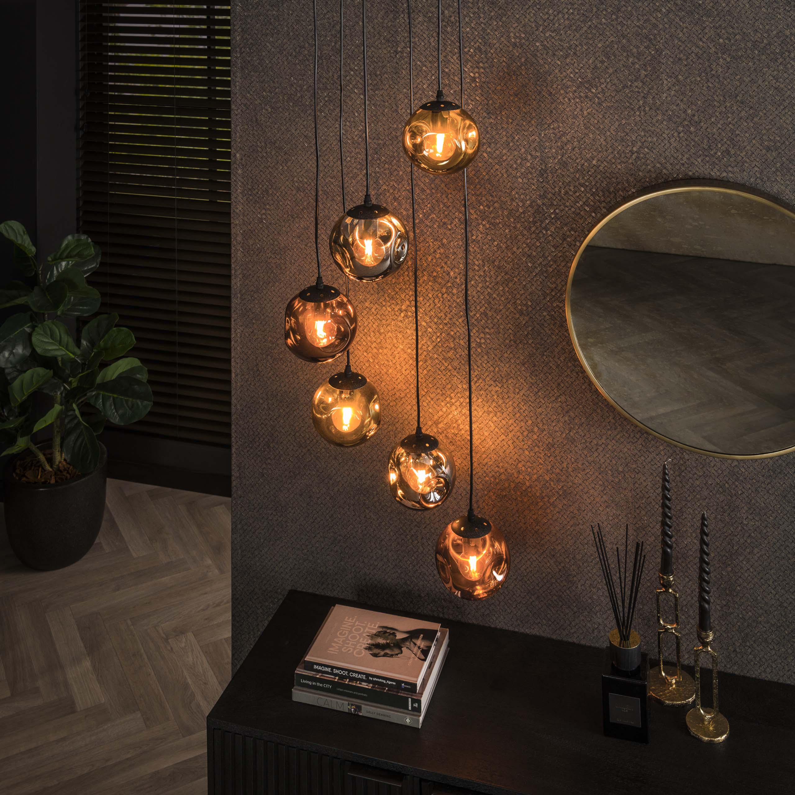 Hänglampa Stellar stepped 6-ljus Artic svart