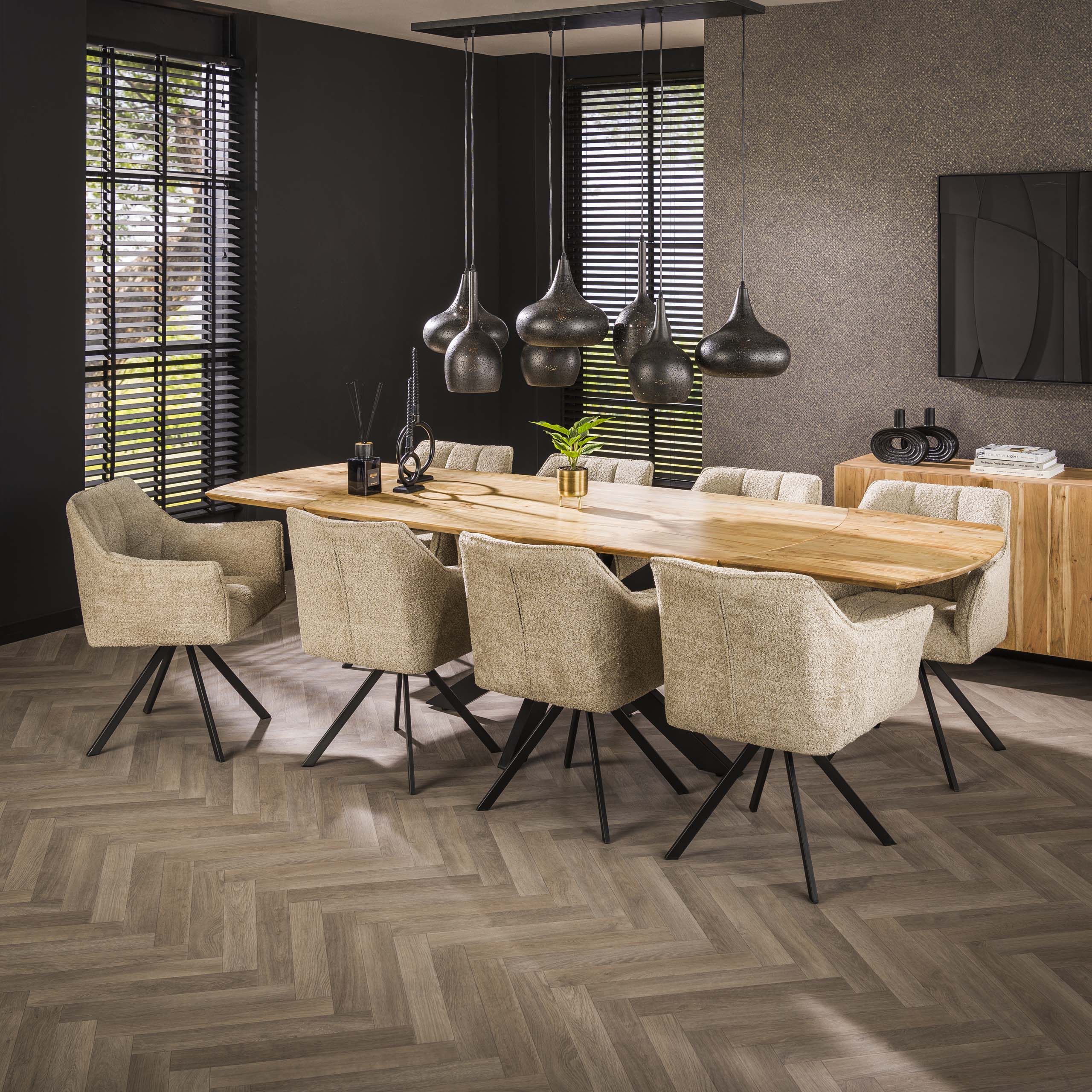 Matsalsbord förläng 175/275 / Solid akacia naturell