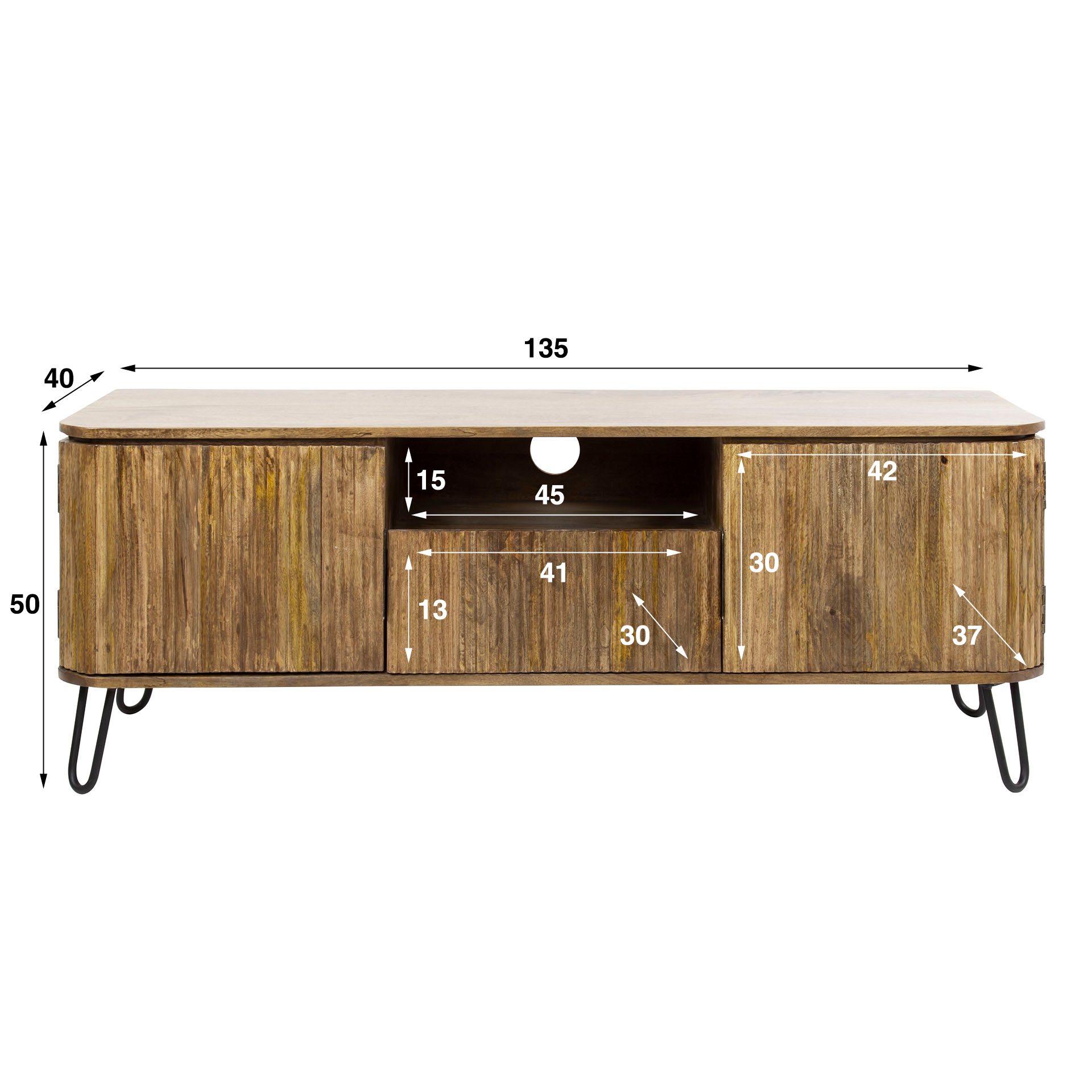 TV-skåp Wave 1 låda 2 luckor - Solid mangosand