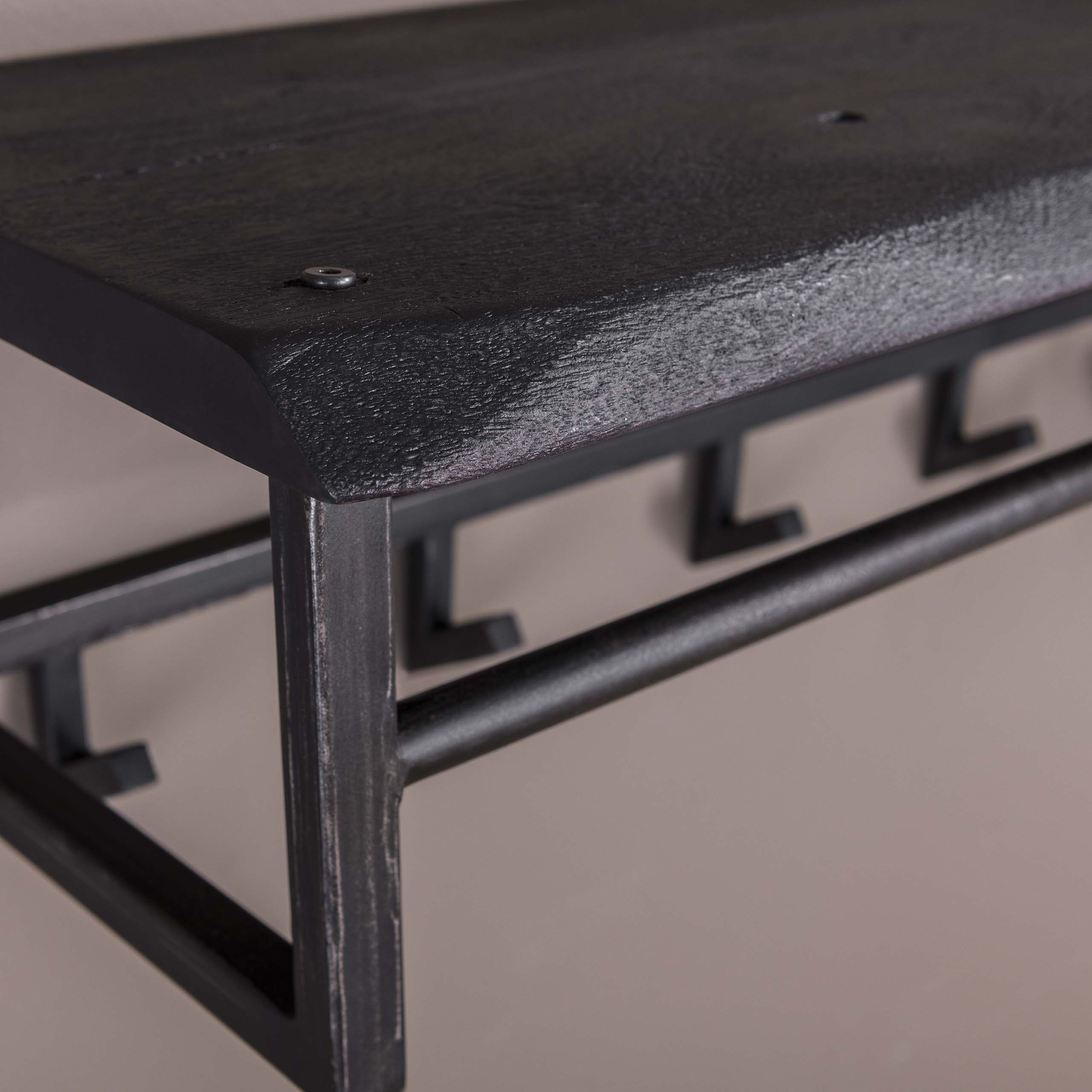 Klädhängare yucon 6 krokar hatthylla / Solid akacia svart