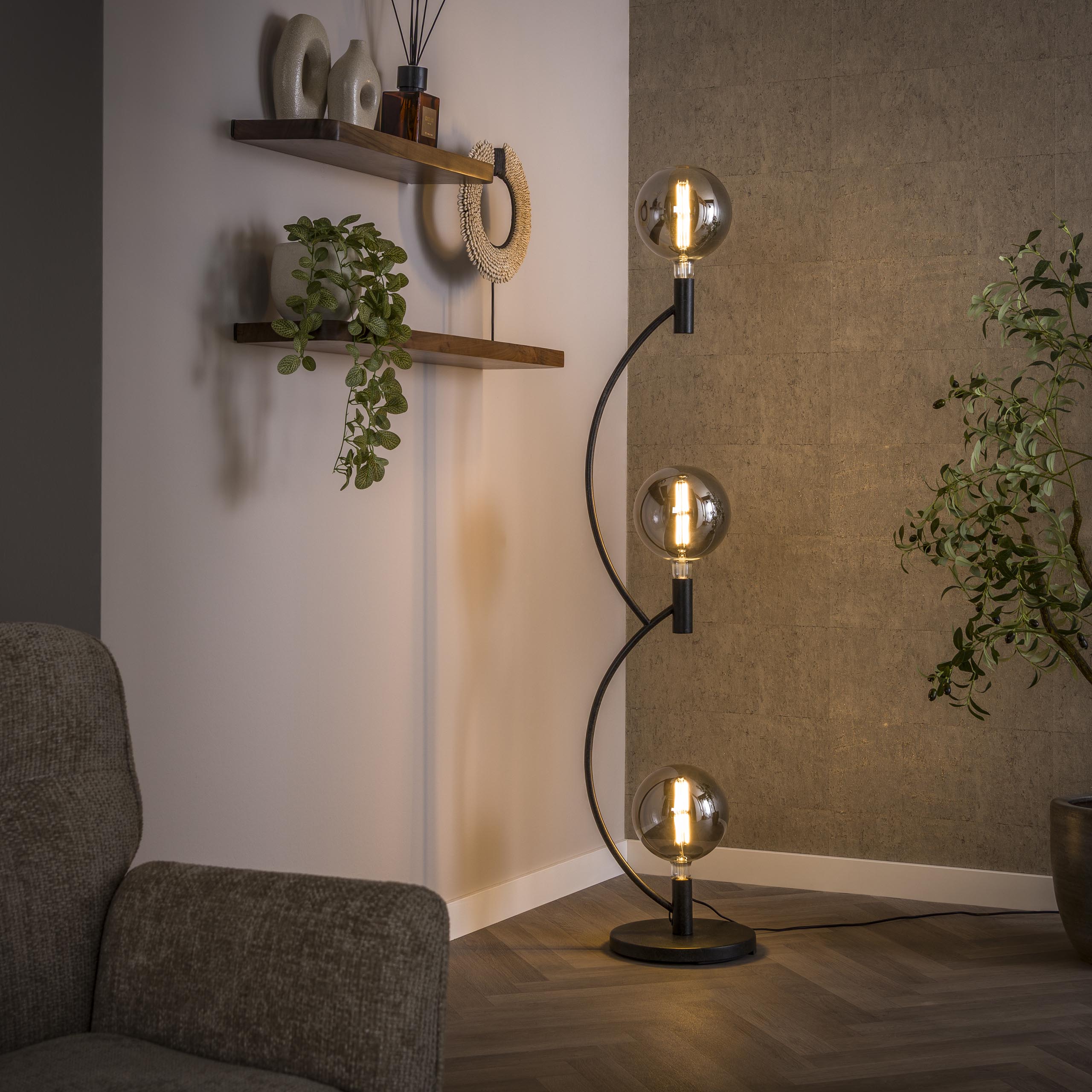 Golvlampa Arcus 3-light - Artic svart