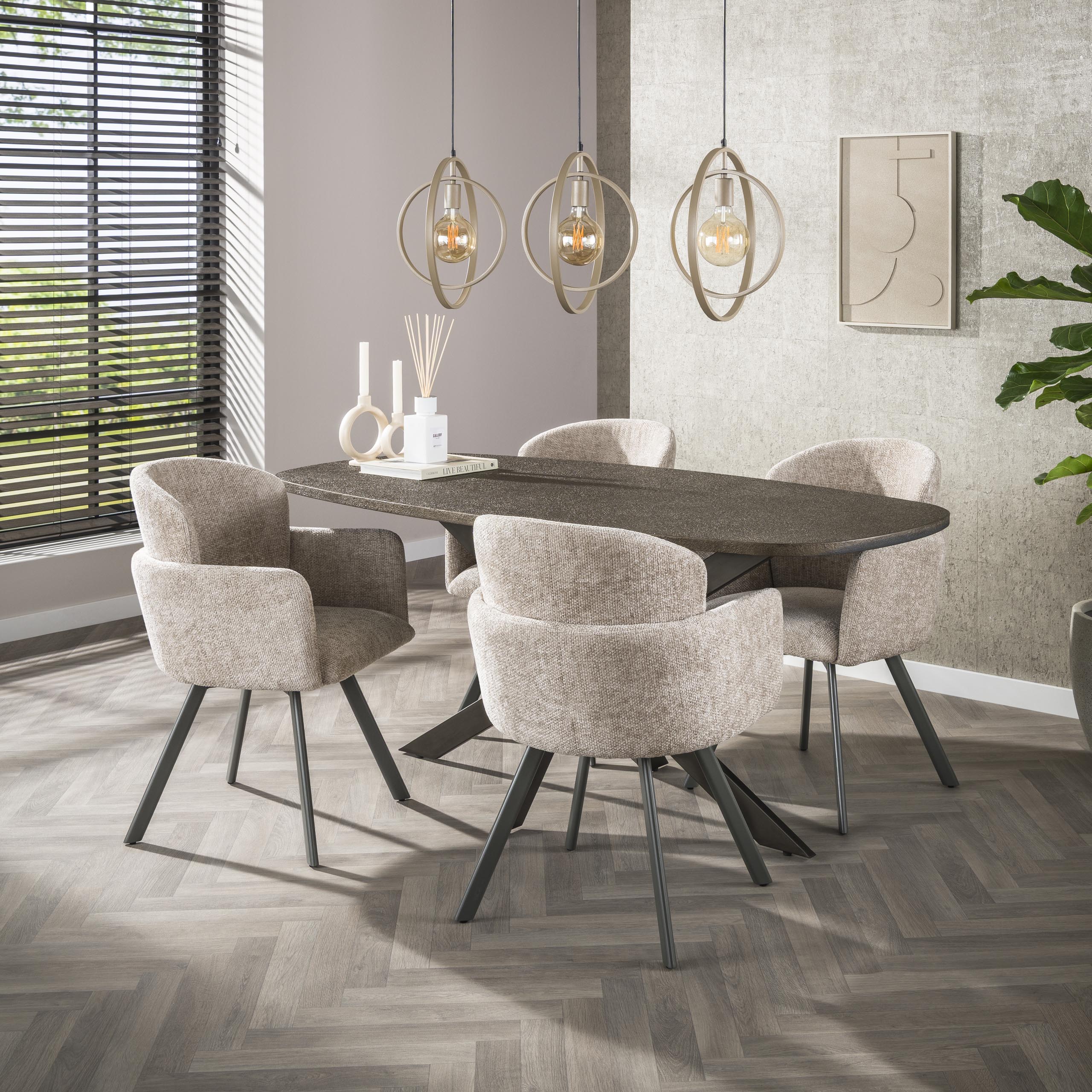 Bronvik Danskt ovalt matbord 180 cm - Brons Flytande Metall