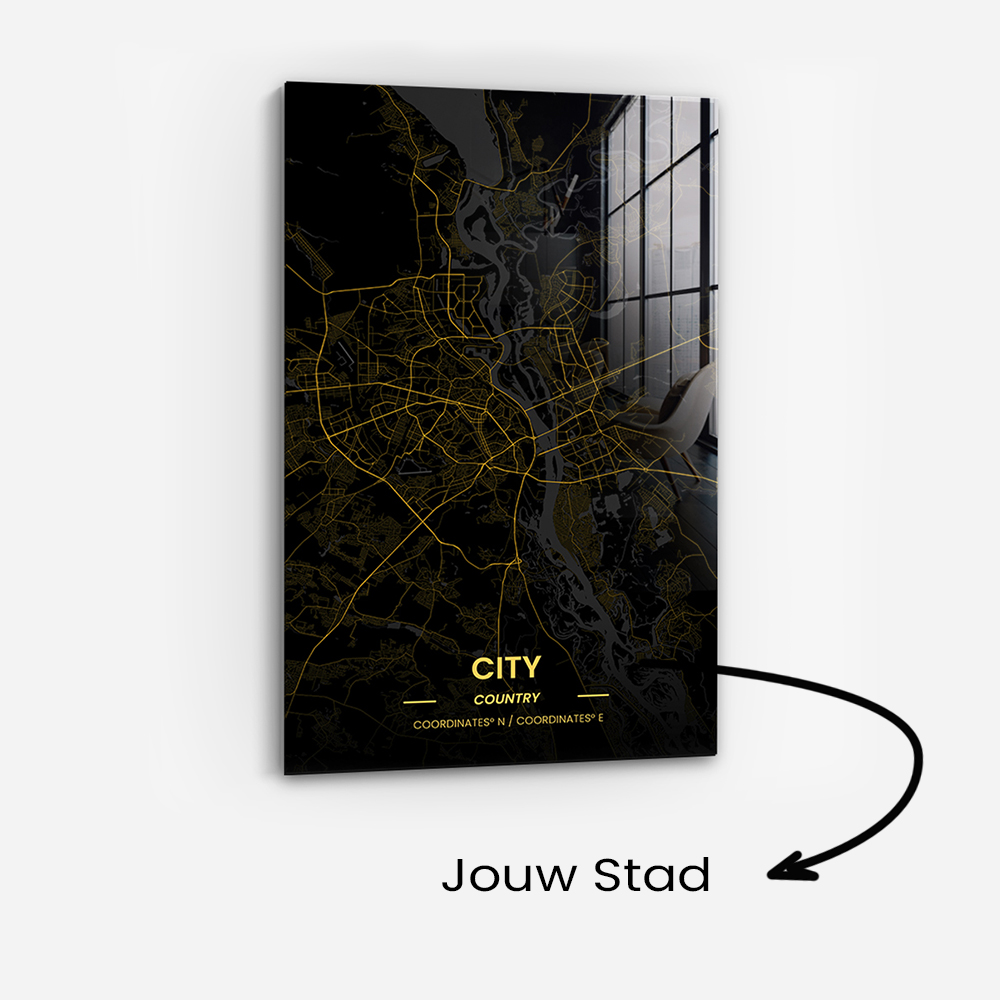 Custom Golden City Map – Glas