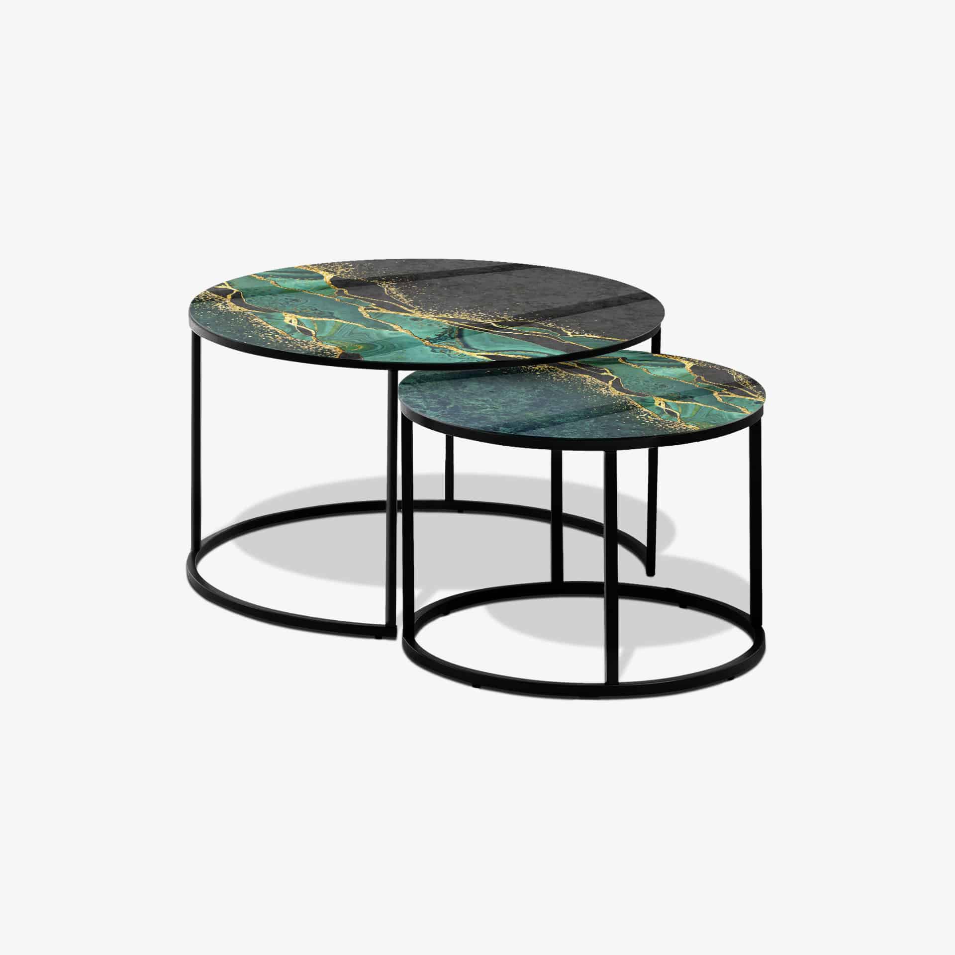 Soffbord Svart - Grön Marmor