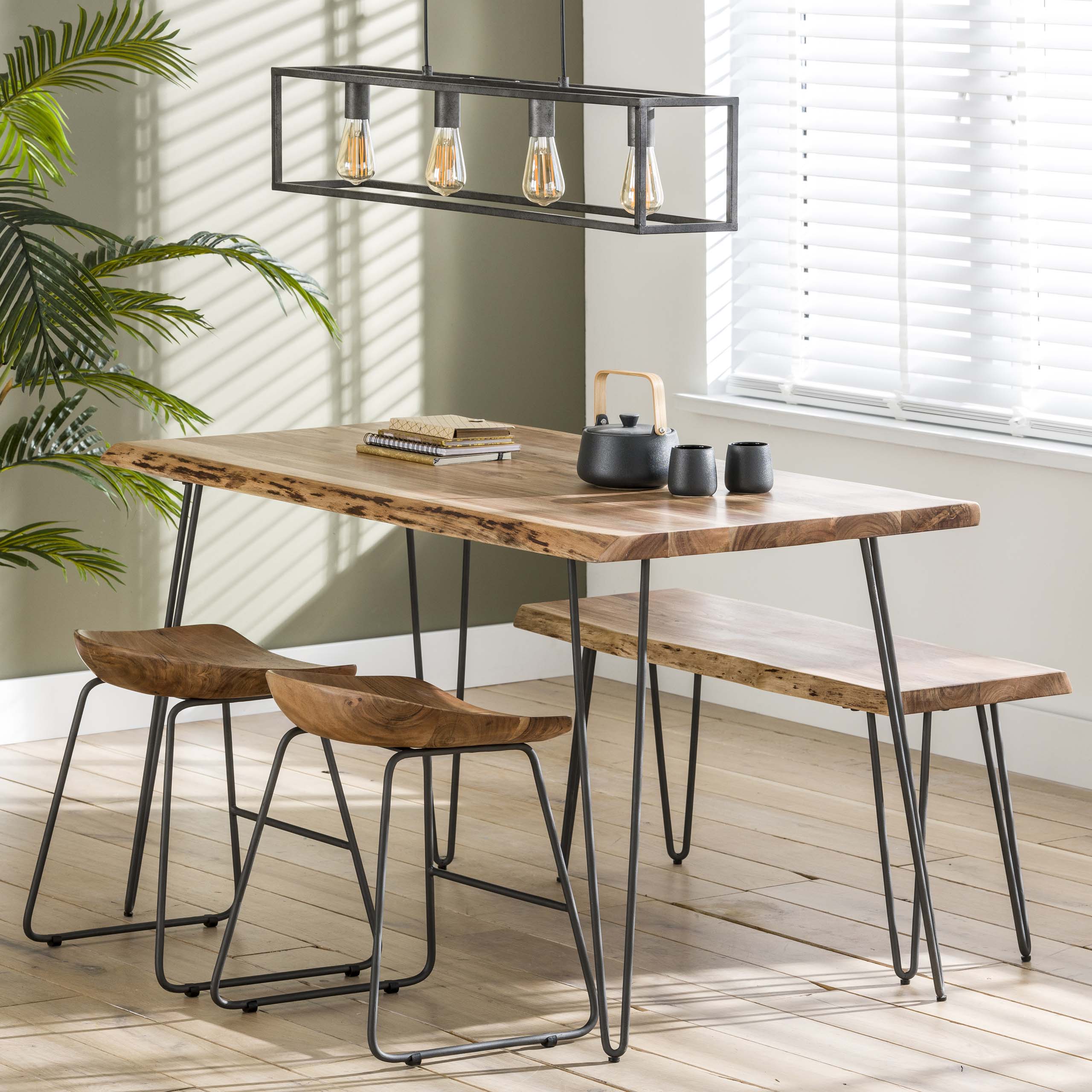 Matbordskant 130 / Solid akacia natur