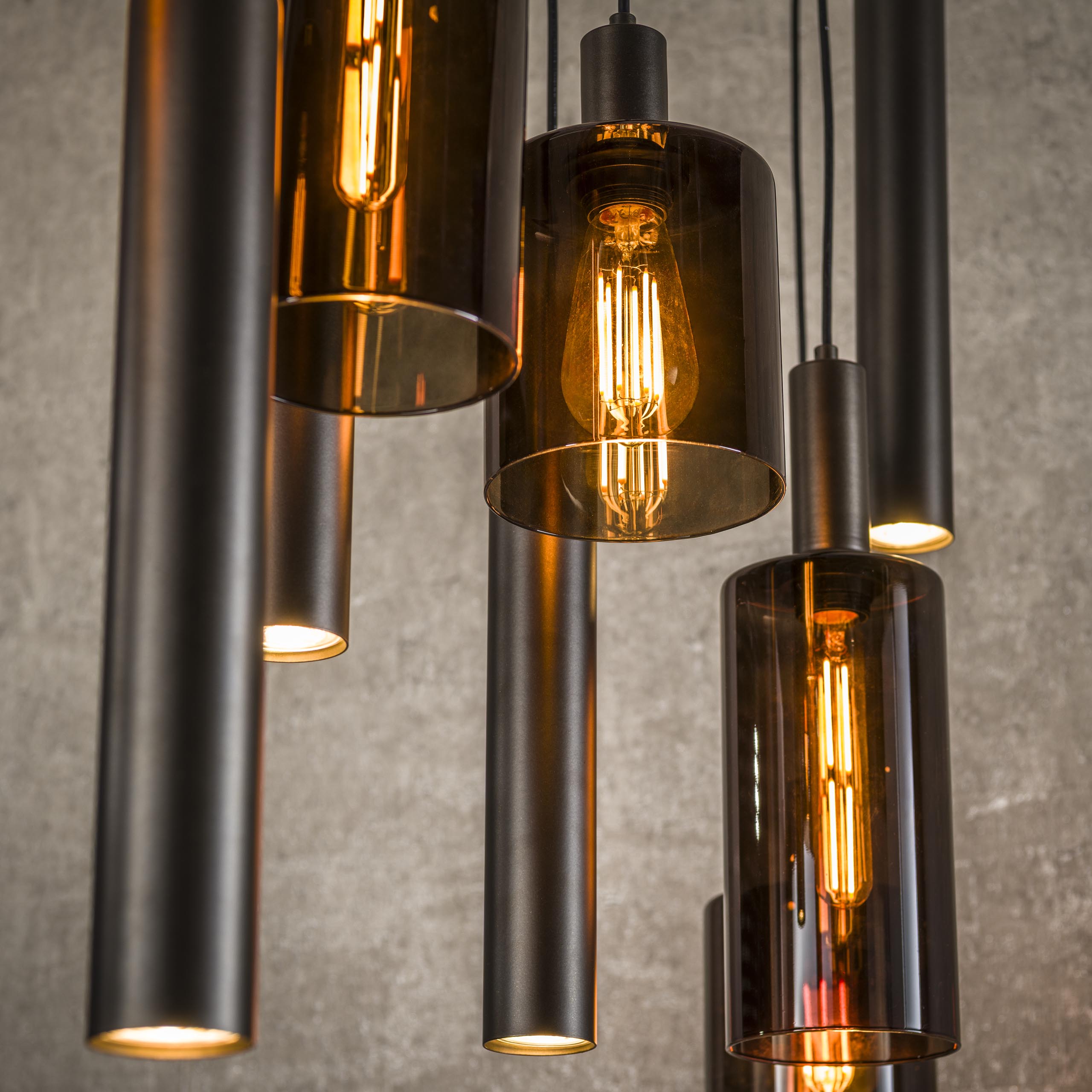 Hänglampa Sepiora 5+4 lampor - Sienna brun