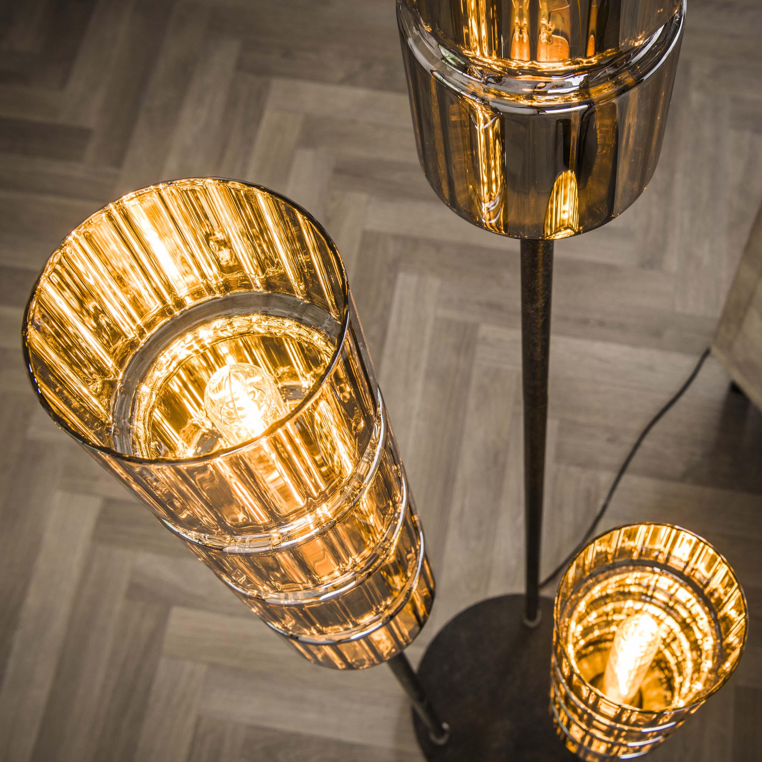 Golvlampa 3L stegcylinderglas / Artic svart