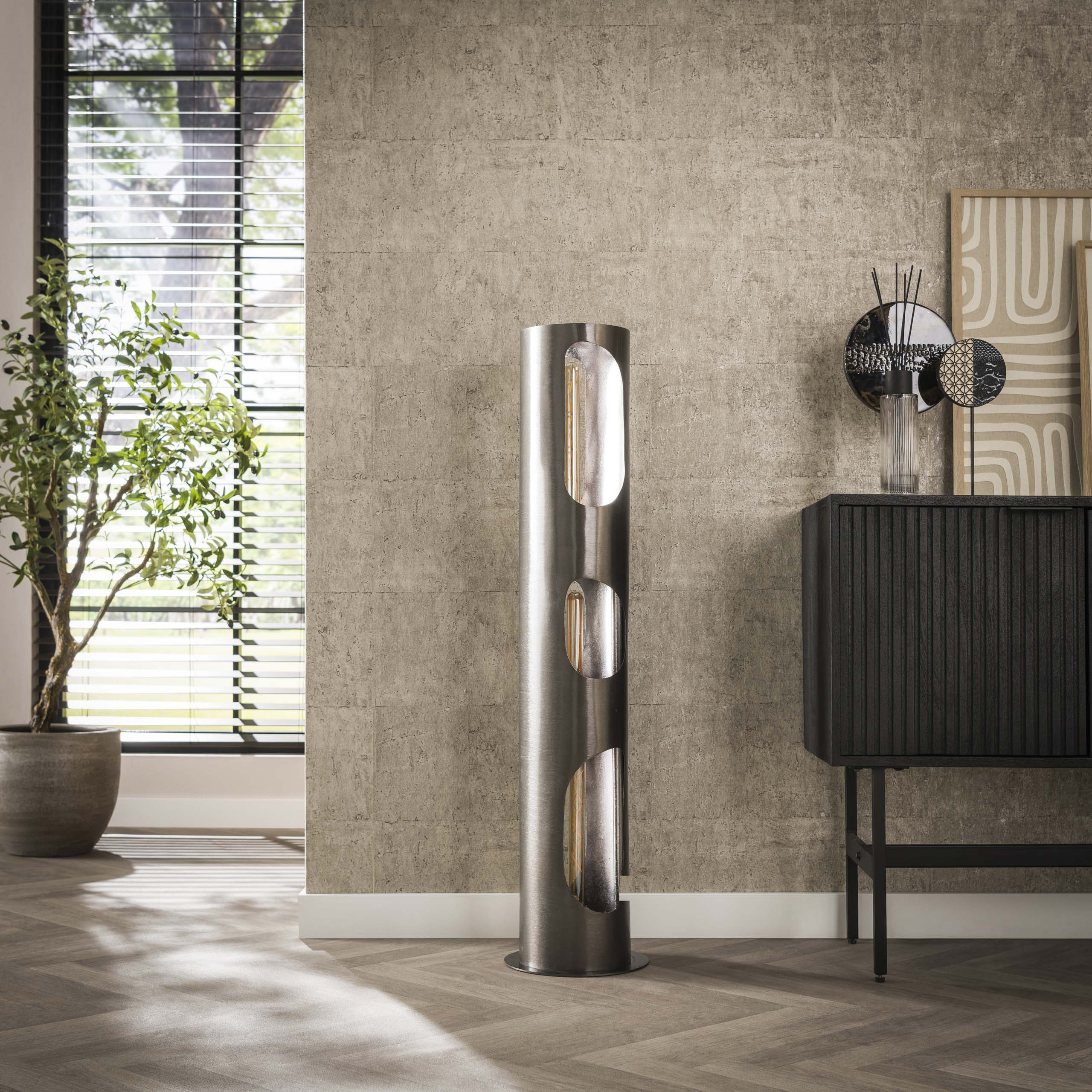 Golvlampa Organic Cylinder 3-light - Svart nickel