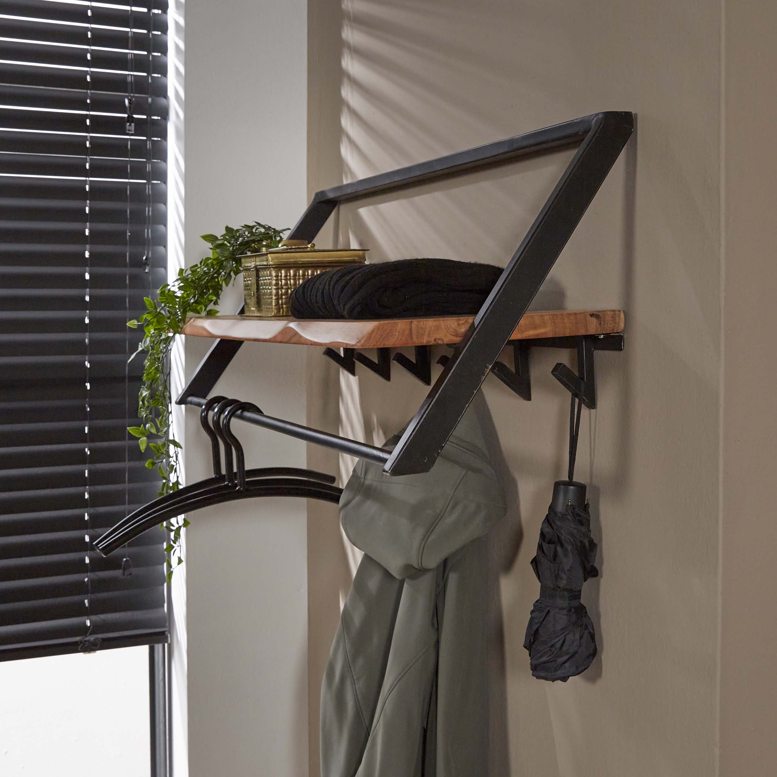 Klädhängare Lean - 6 krokar - Solid akacia