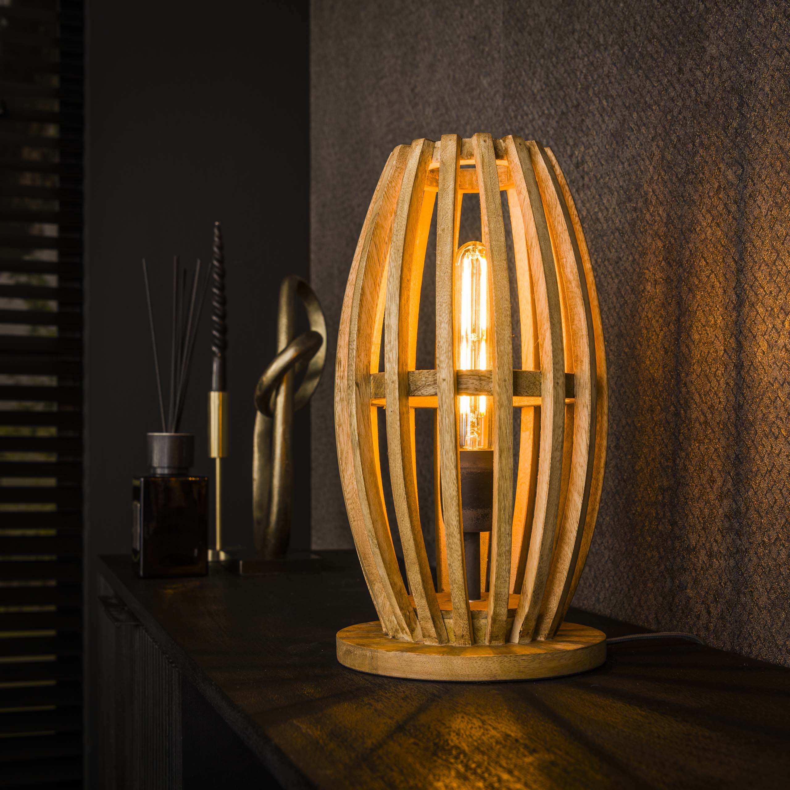 Bordslampa 1L orbit / Solid mango naturell