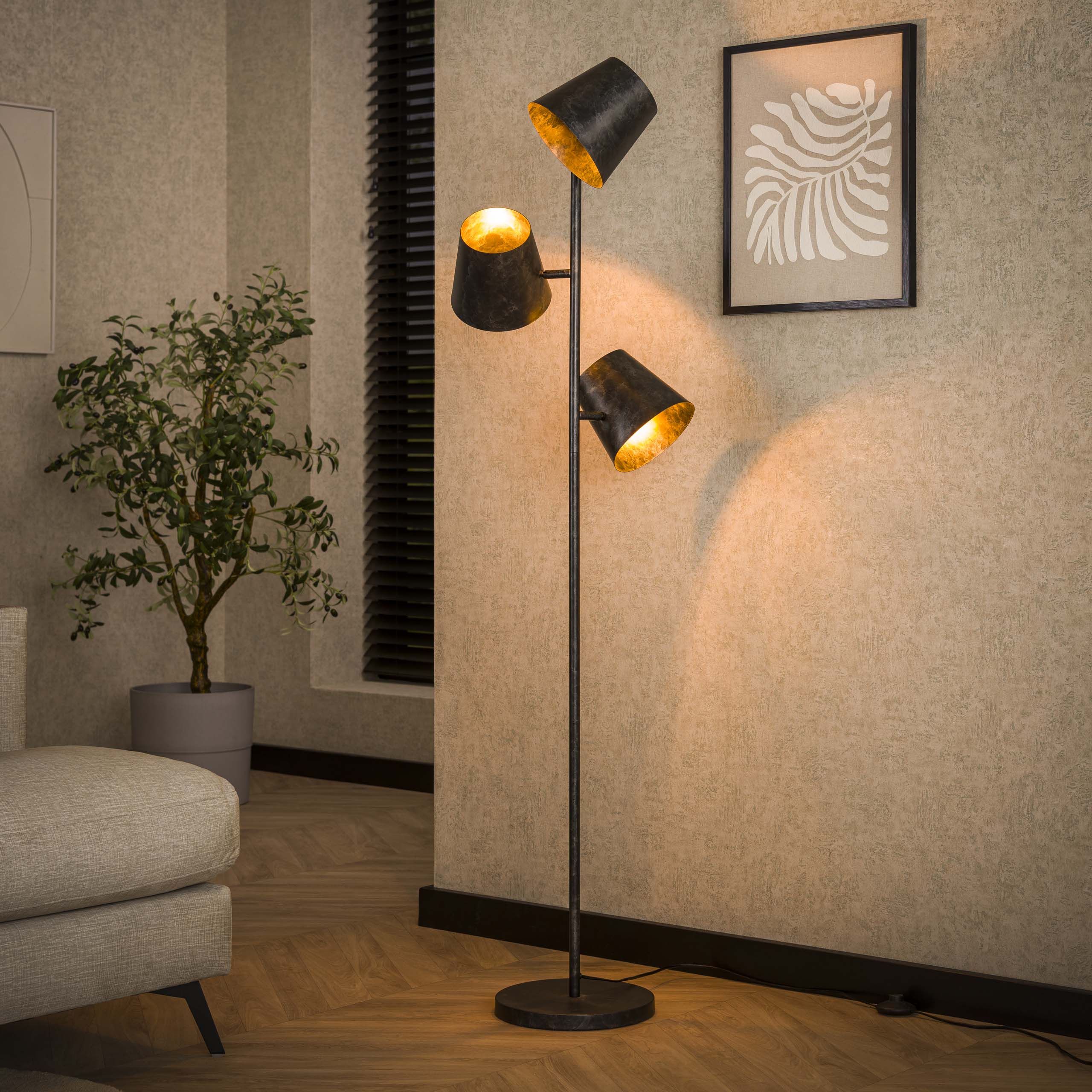 Golvlampa Kinetic 3-light - Charcoal