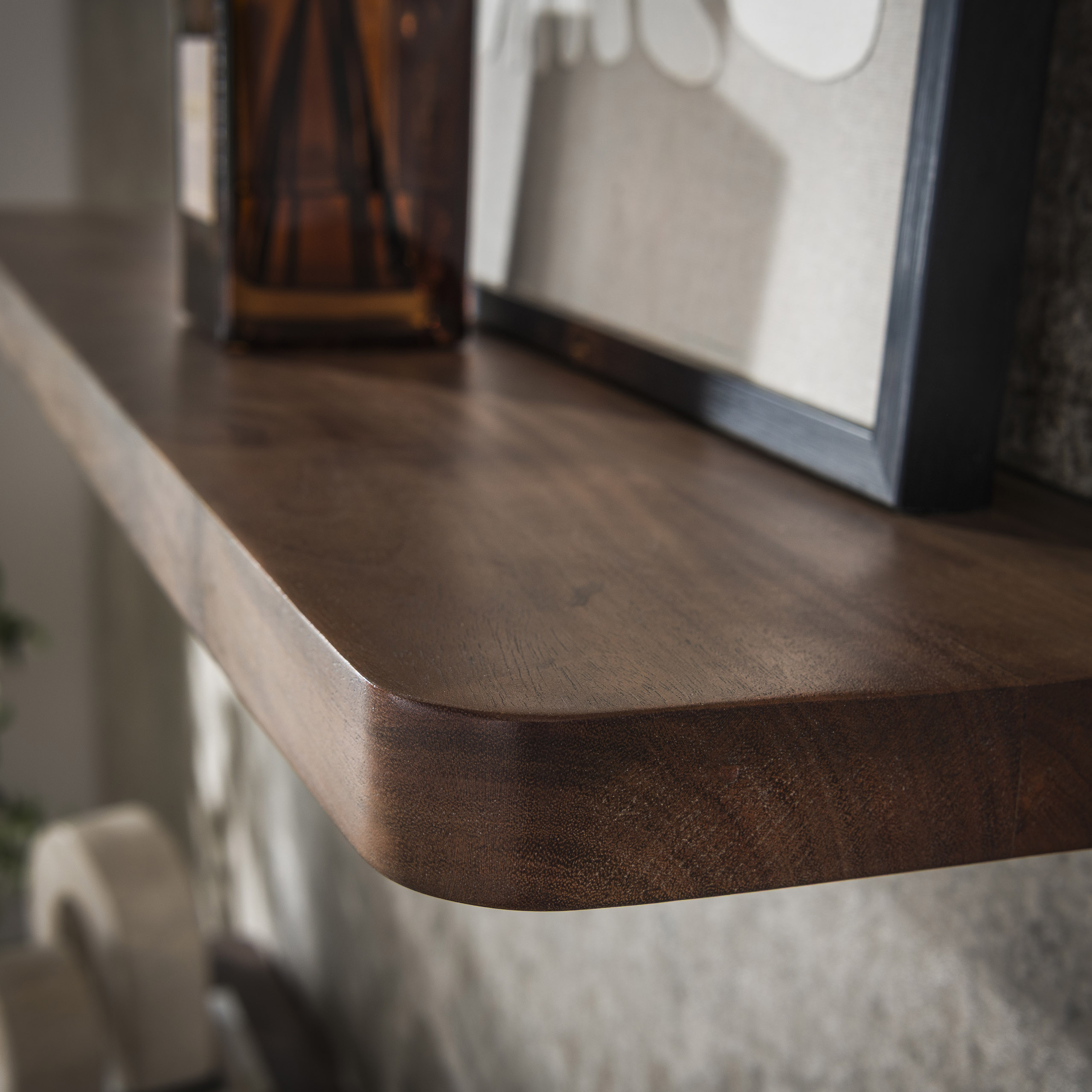 Vägghylla Carve 90 cm - Solid akaciabrun